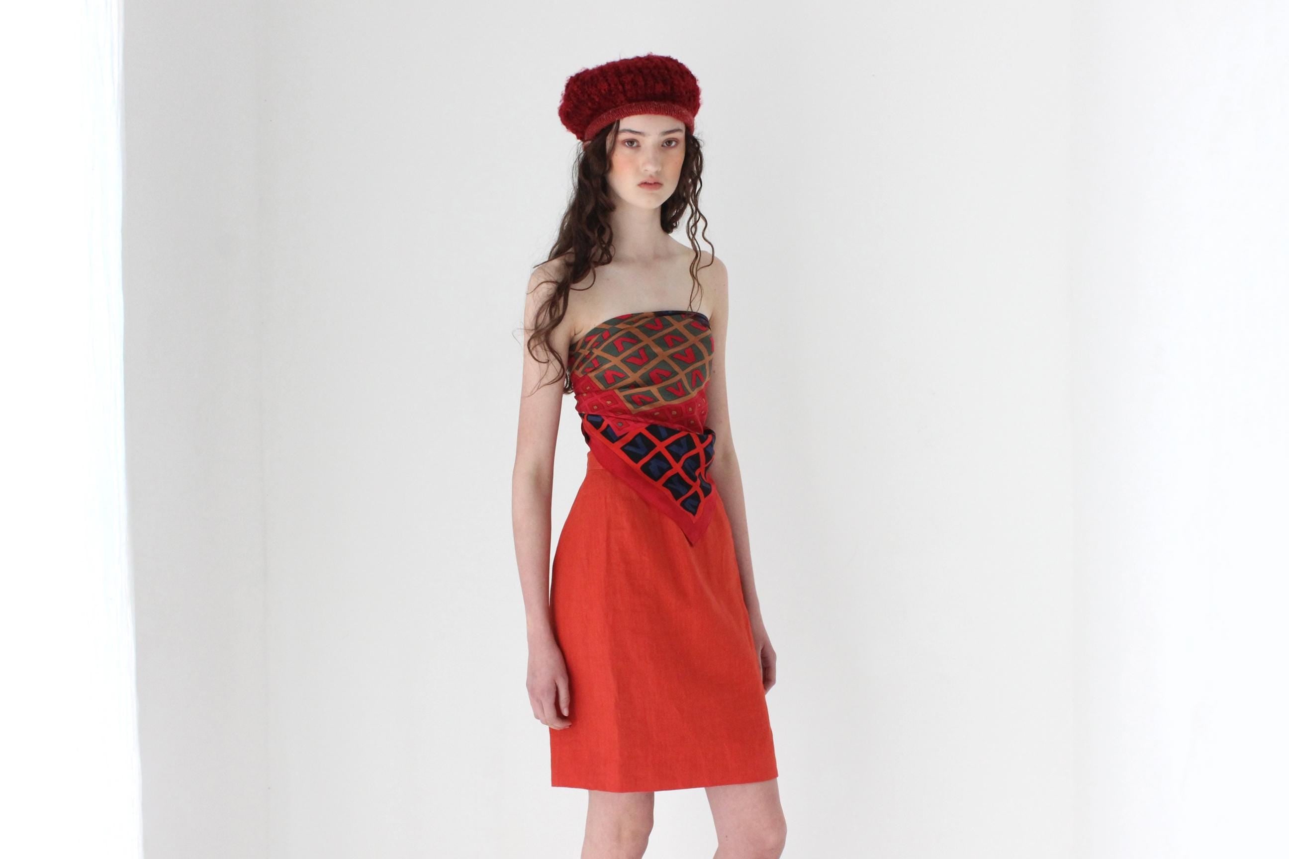 FRENCH COLLECTION 90s Christian Lacroix Coral Linen Mini Skirt