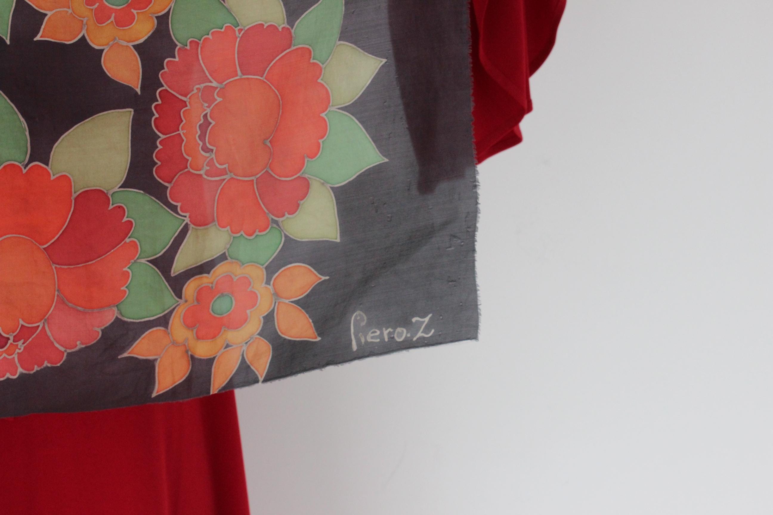 FRENCH COLLECTION 80s Hand Painted Silk Scarf