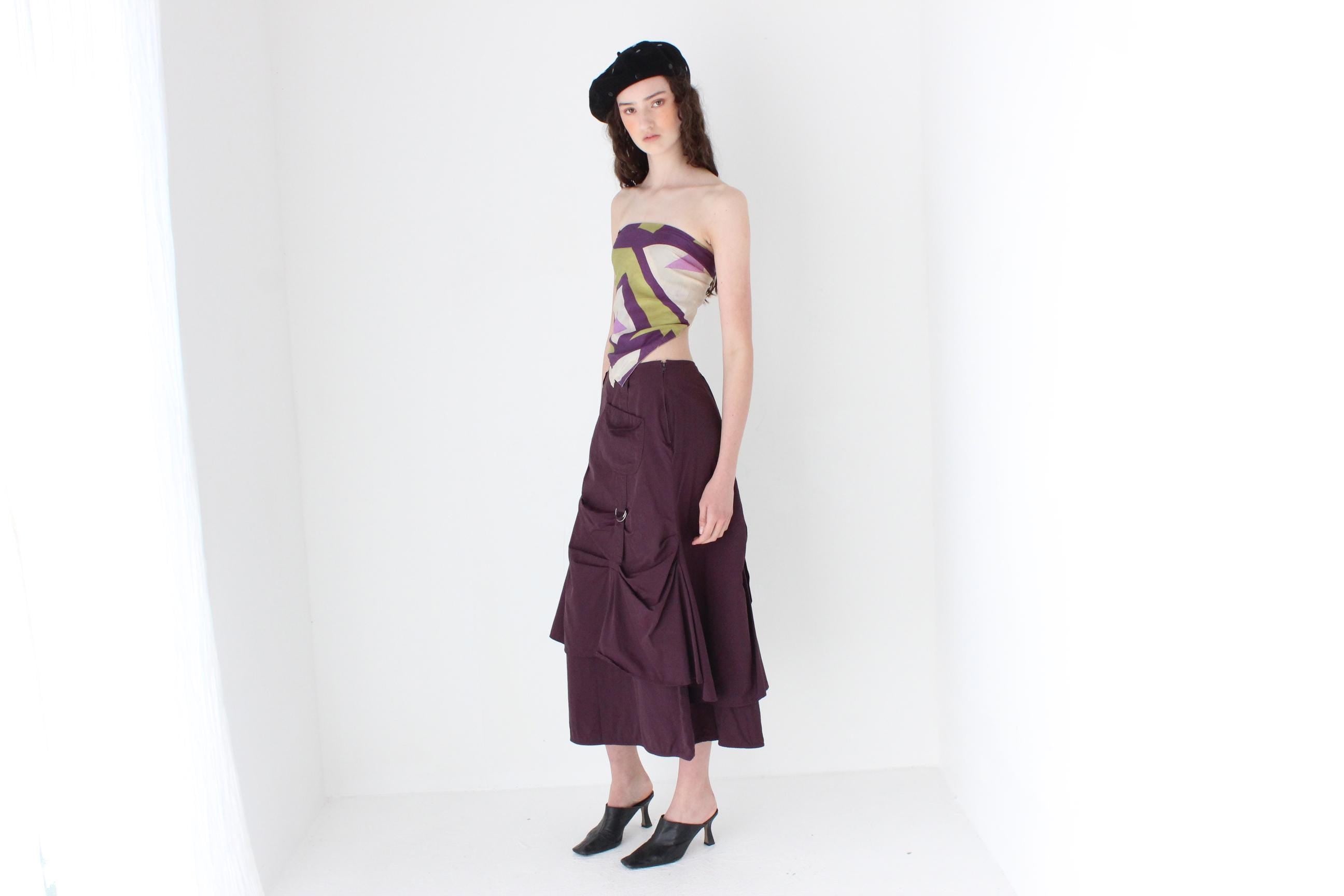 FRENCH COLLECTION Y2K Purple Techno Cargo Skirt