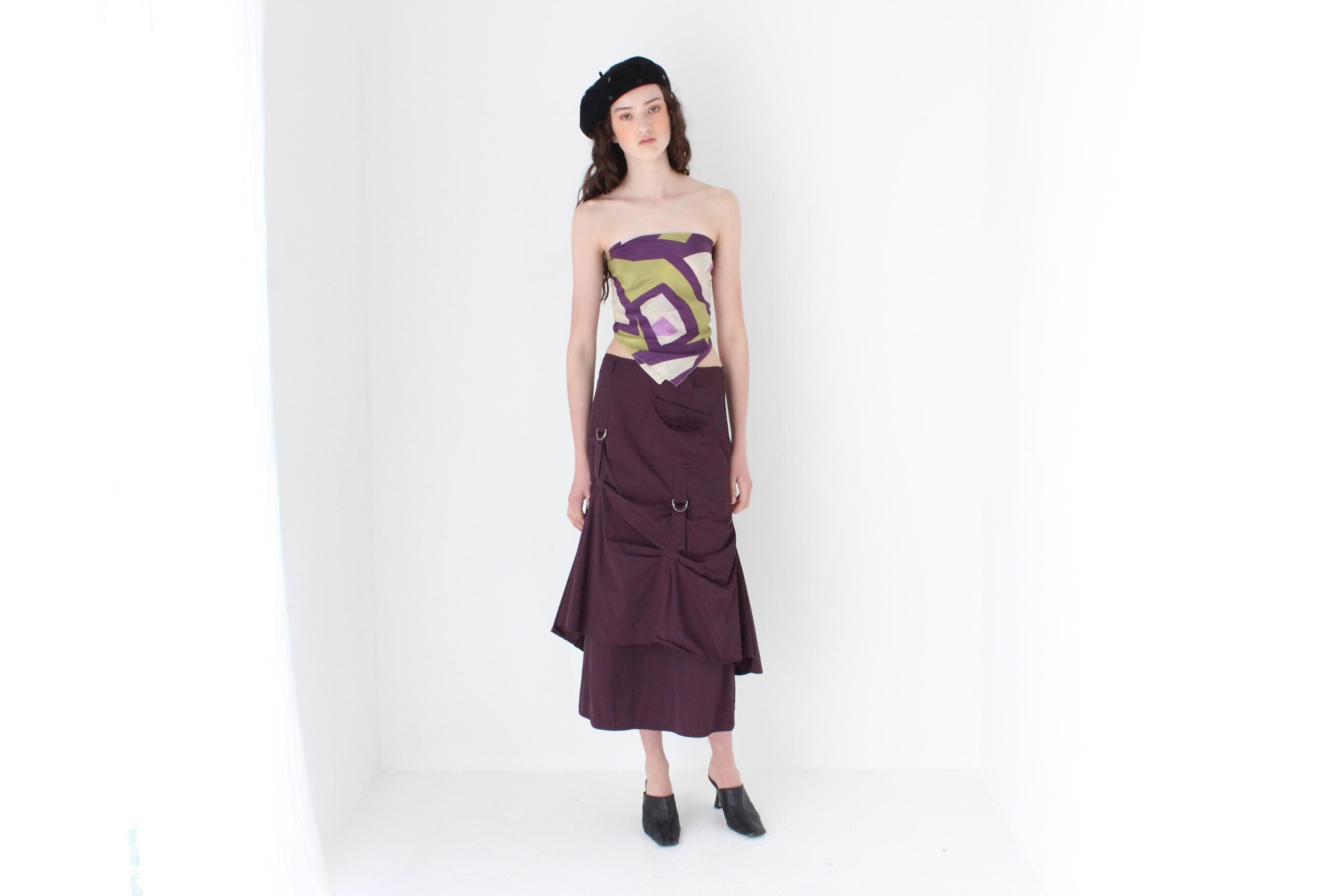 FRENCH COLLECTION Y2K Purple Techno Cargo Skirt