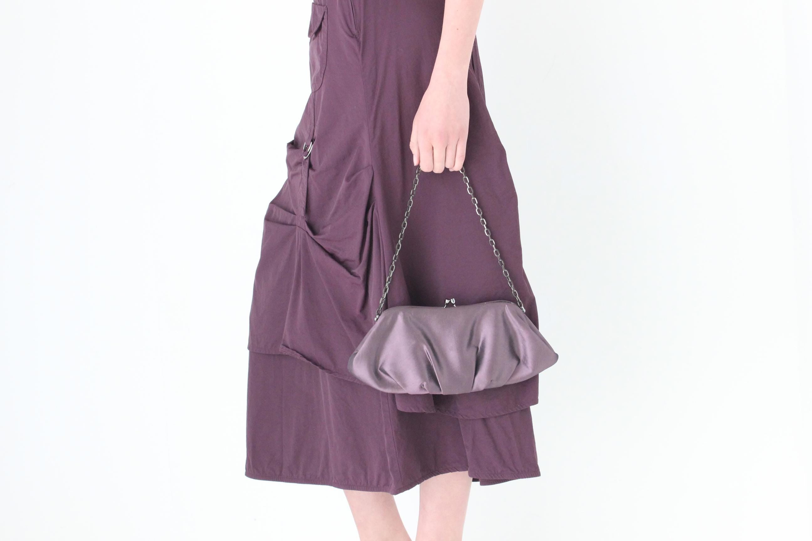 FRENCH COLLECTION Y2K Purple Metallic Taffeta Croissant Bag