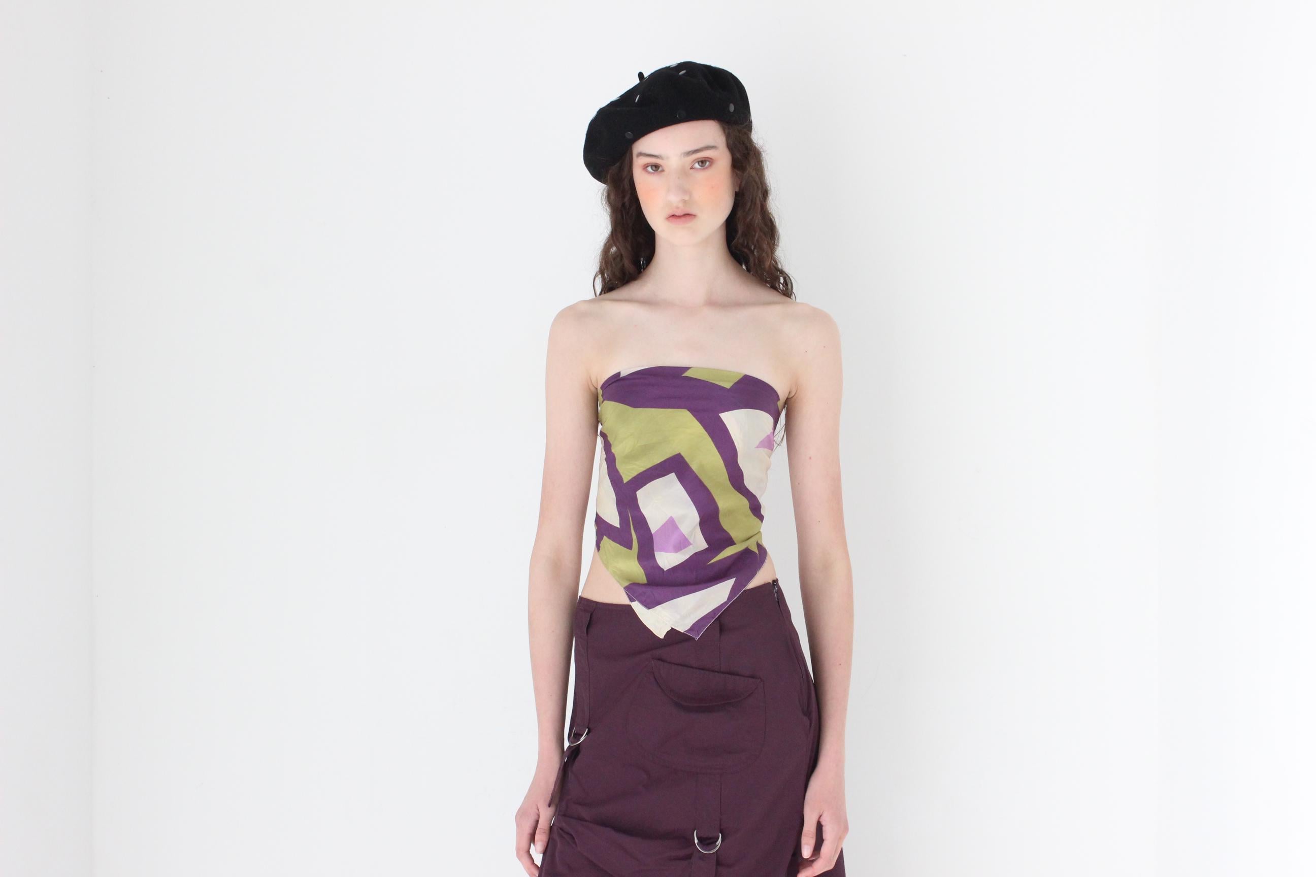 FRENCH COLLECTION 80s Modernist Silk Scarf