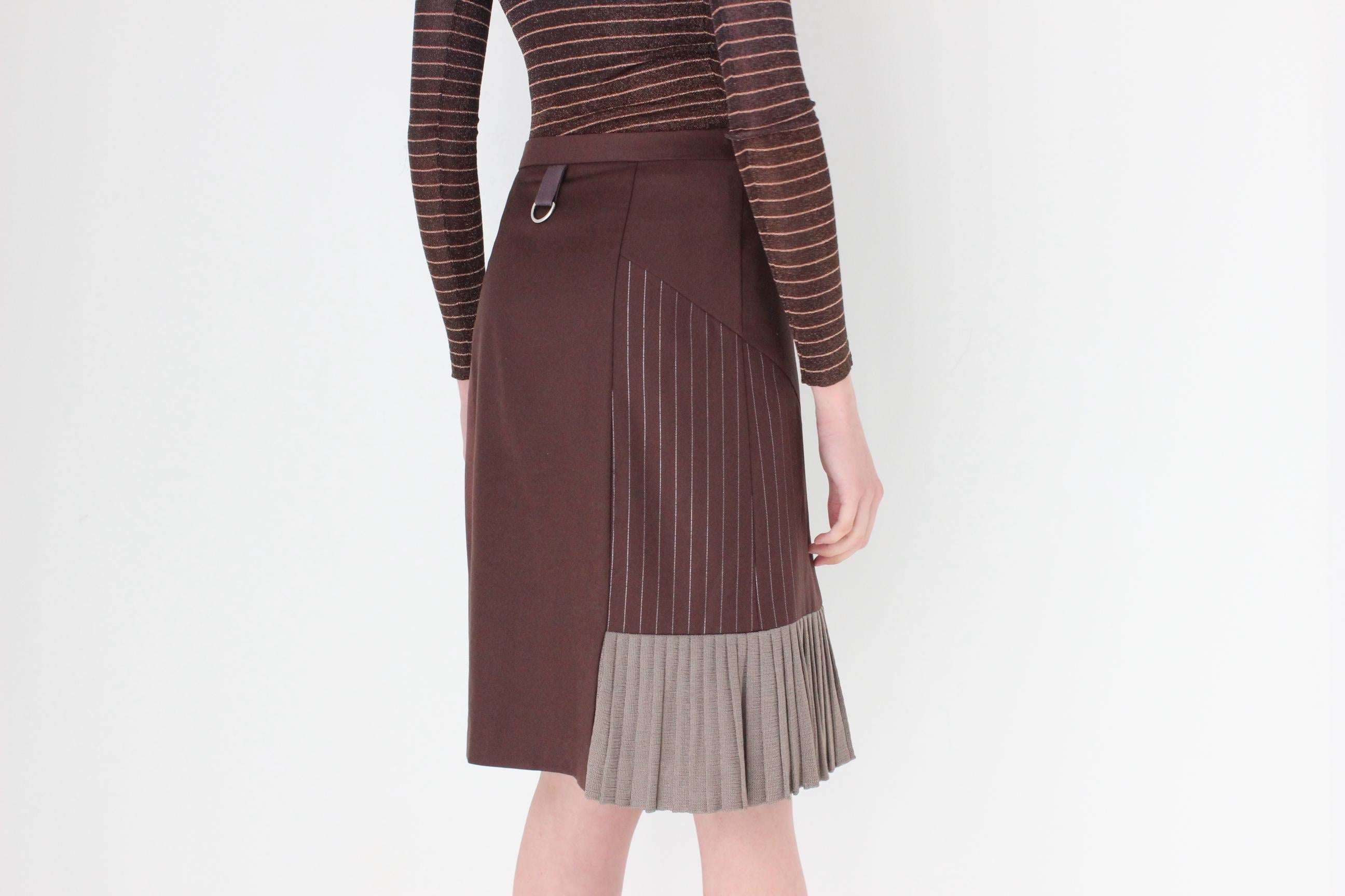 FRENCH COLLECTION 90s Christian Lacroix Chocolate 'Mixed Media' Kilt Skirt