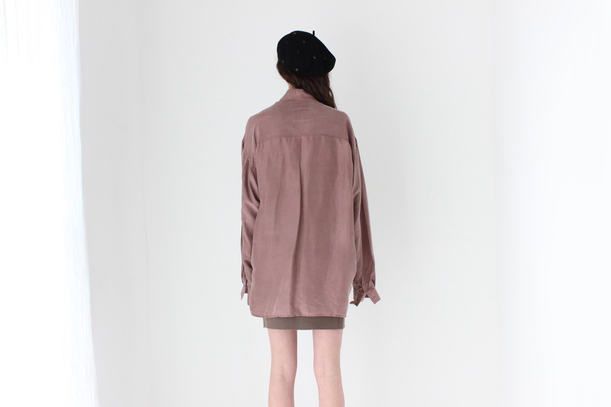 FRENCH COLLECTION 80s Oversized Mauve Silk Shirt