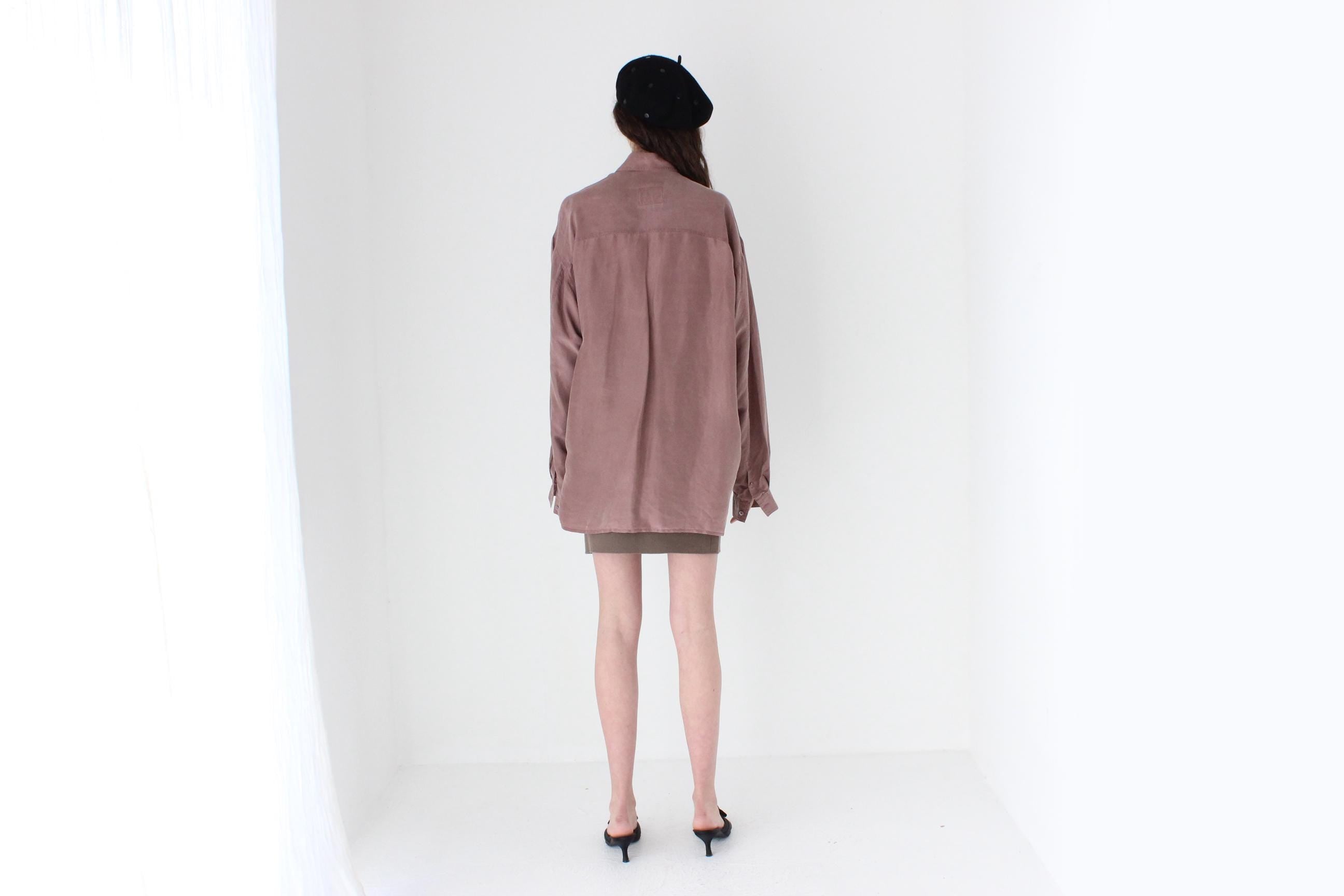 FRENCH COLLECTION 80s Oversized Mauve Silk Shirt