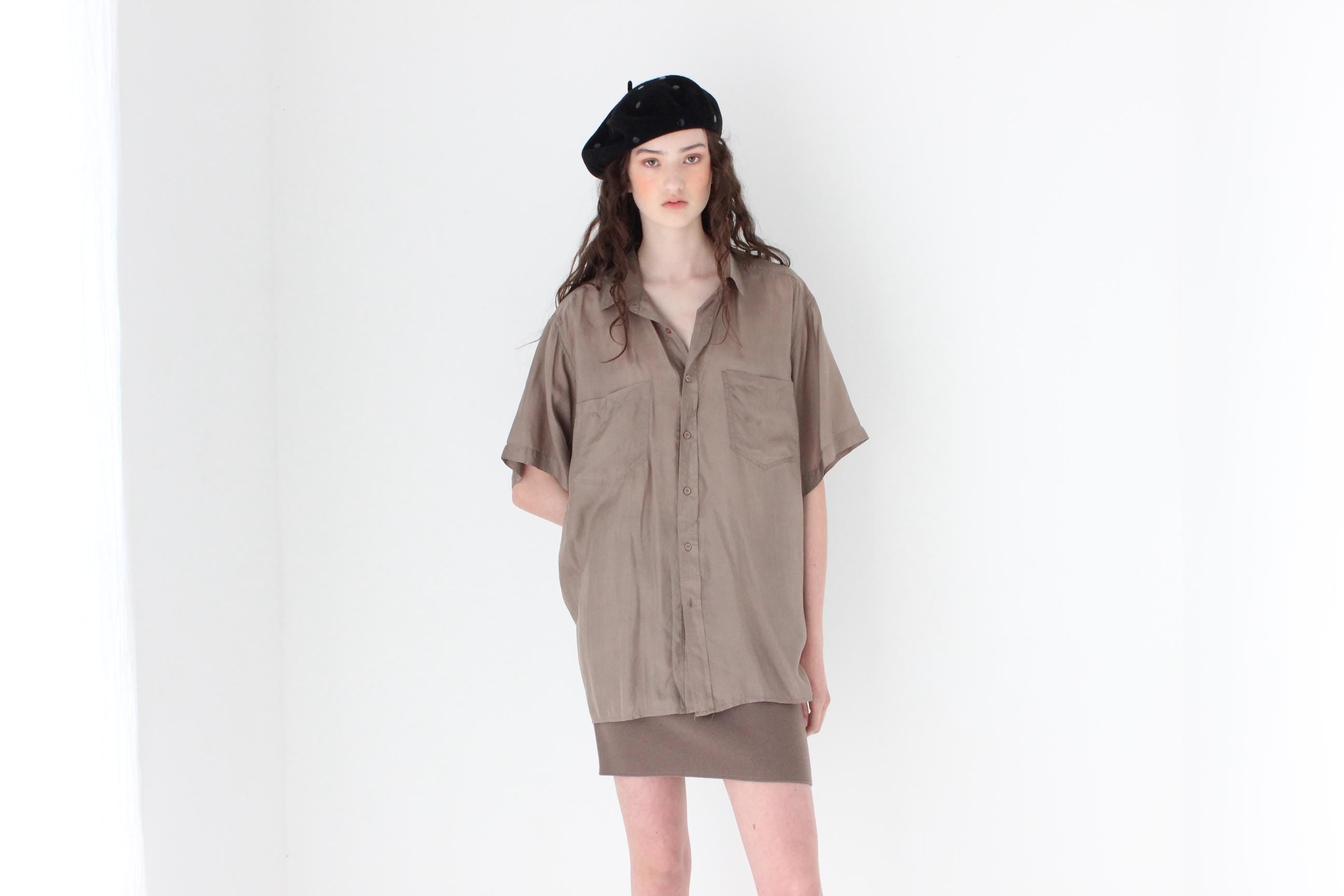 FRENCH COLLECTION 80s Mauve Featherweight Silk Shirt