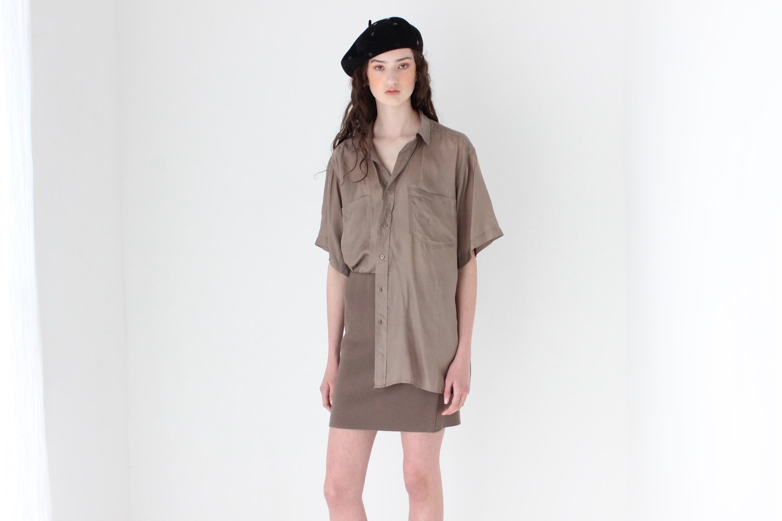 FRENCH COLLECTION 80s Mauve Featherweight Silk Shirt