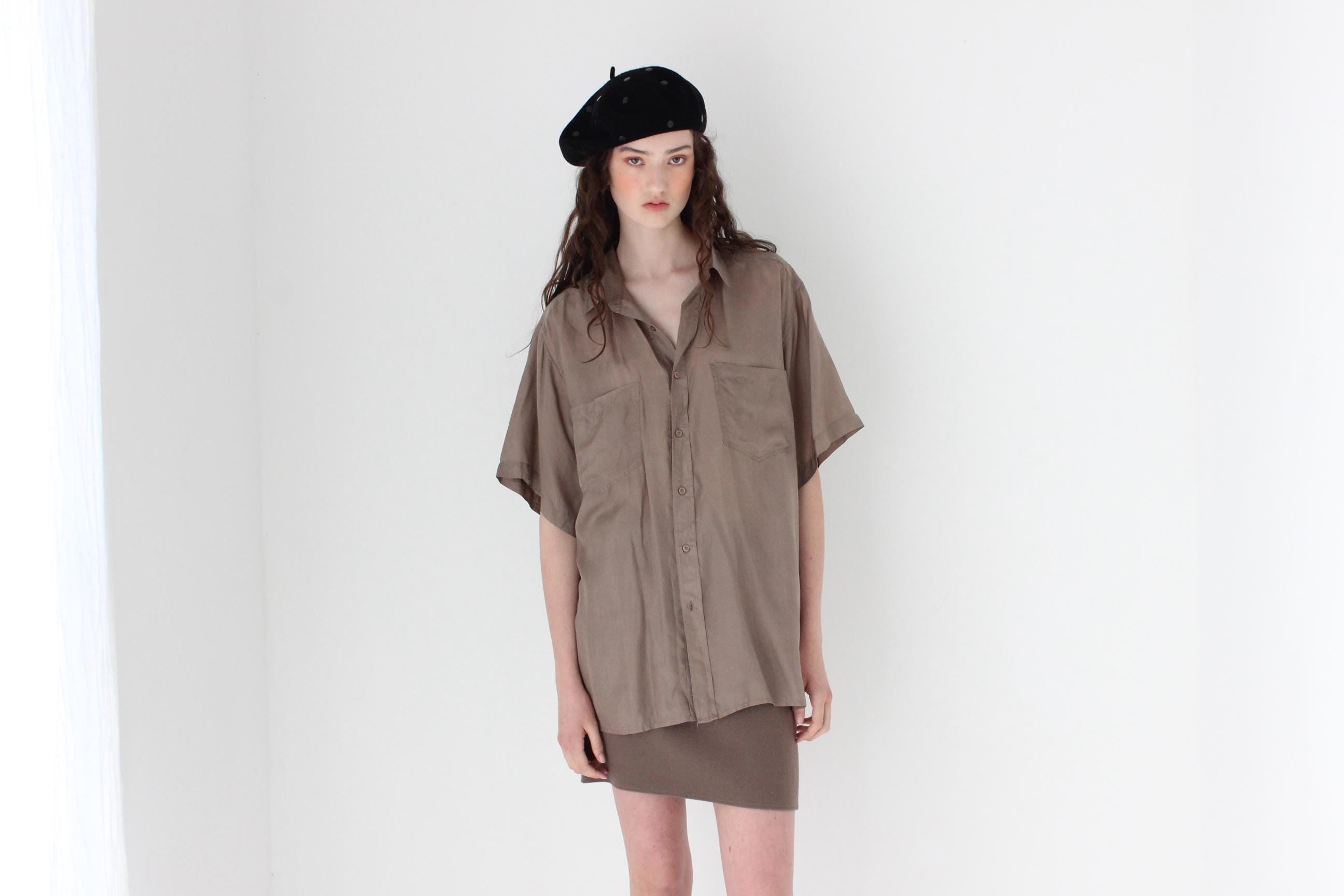 FRENCH COLLECTION 80s Mauve Featherweight Silk Shirt