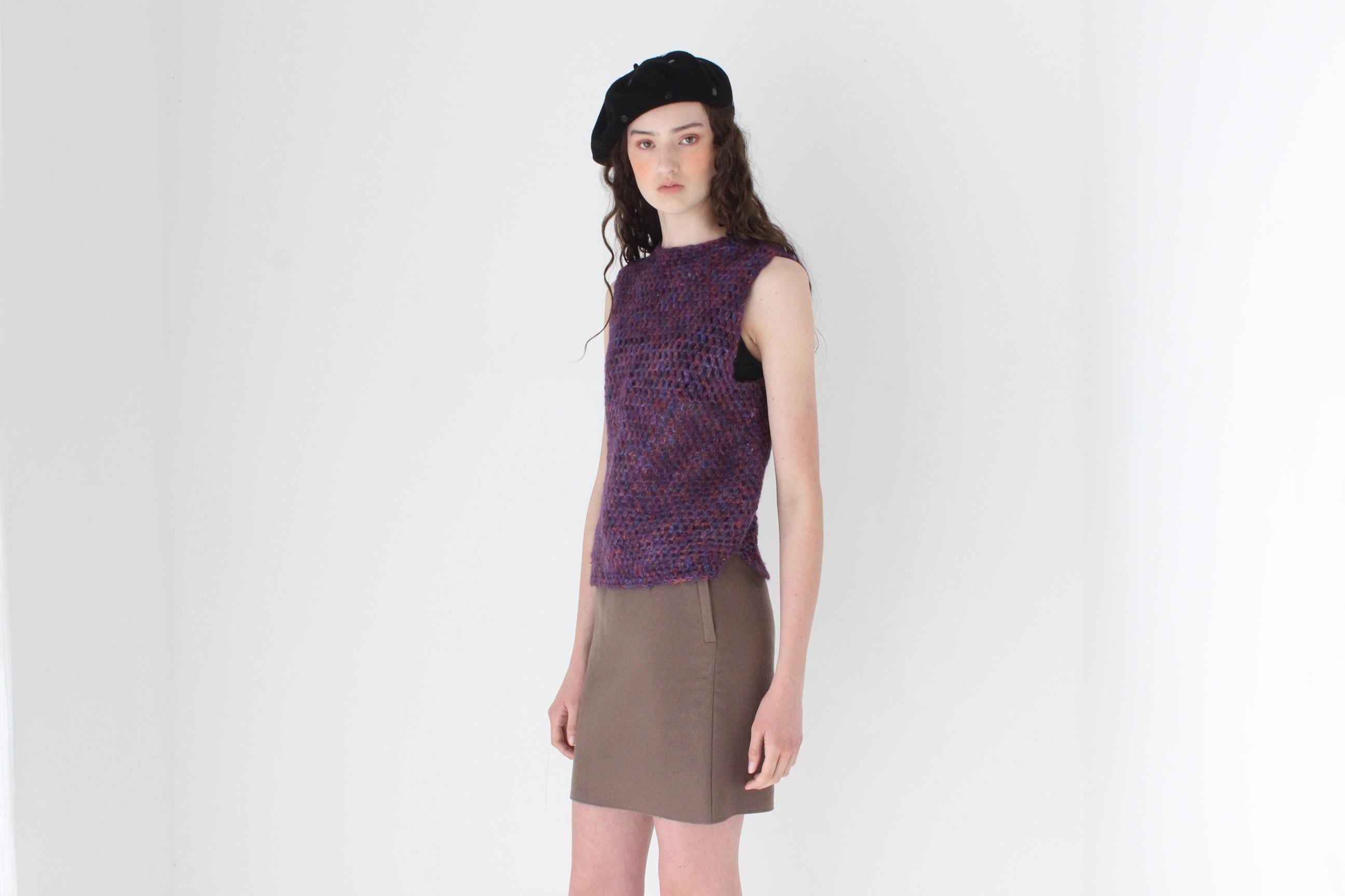 FRENCH COLLECTION 80s Hand Knit Crochet Vest Top