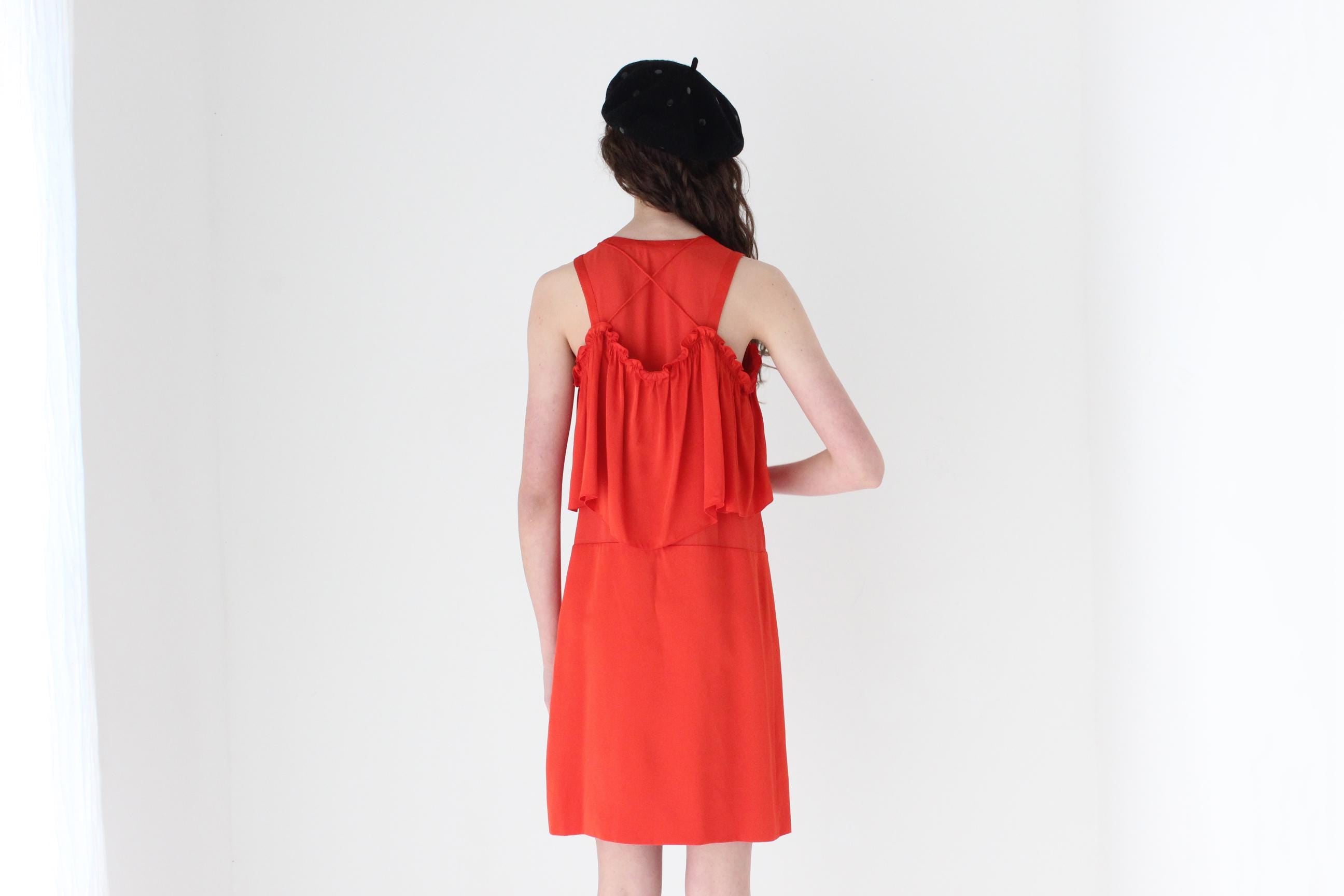 FRENCH COLLECTION 2000s Sonia Rykiel Layered Coral Ruffle Dress