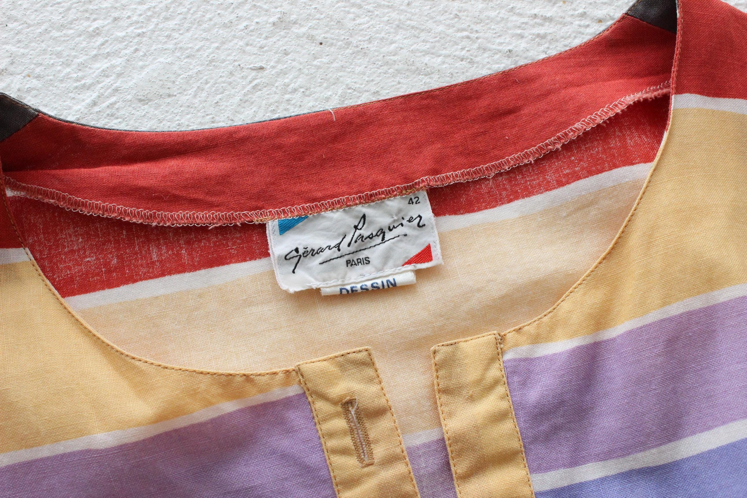 FRENCH COLLECTION 80s French Designer Rainbow Striped Sun Dress