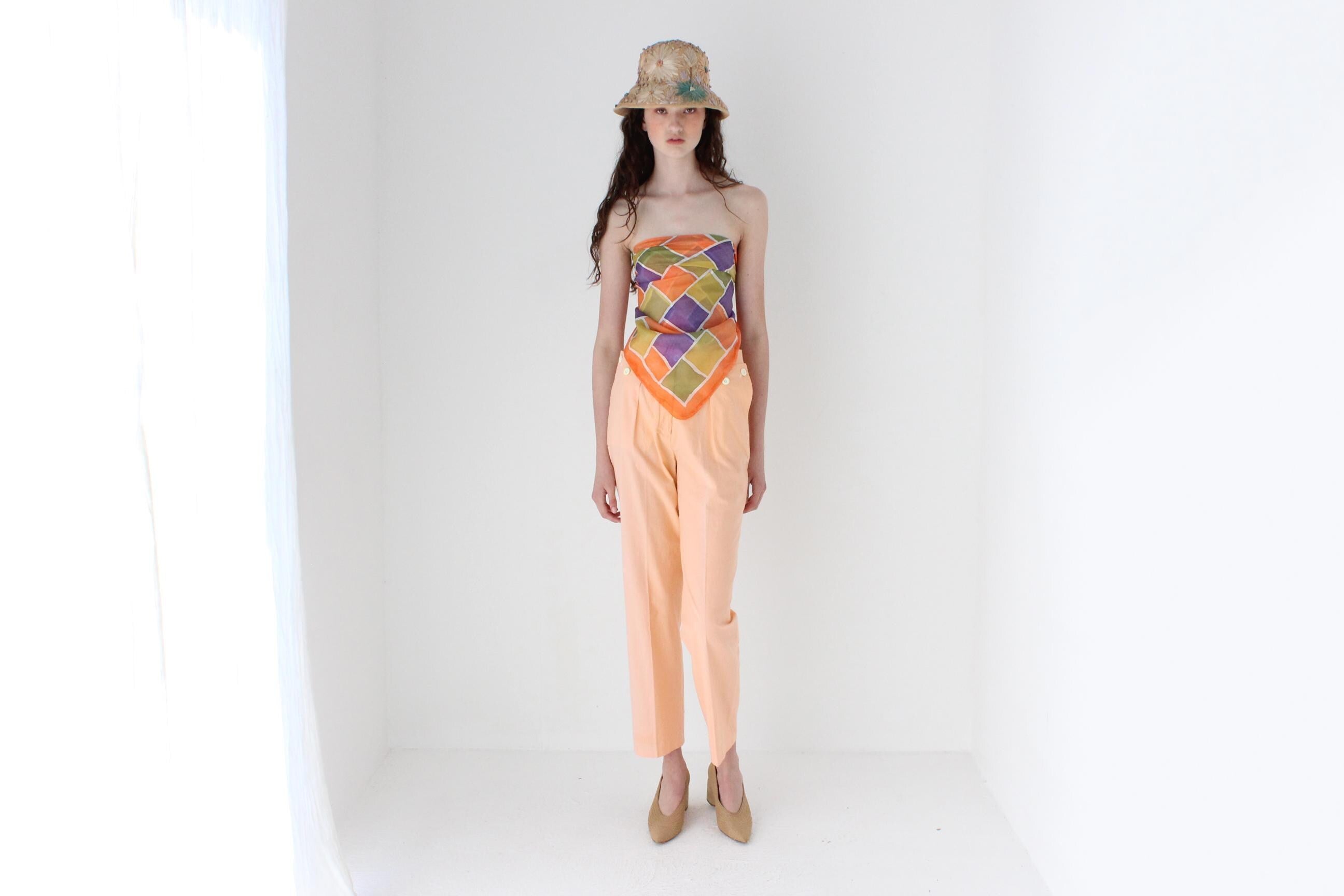 FRENCH COLLECTION 80s Geometric Candy Coloured Silk Scarf