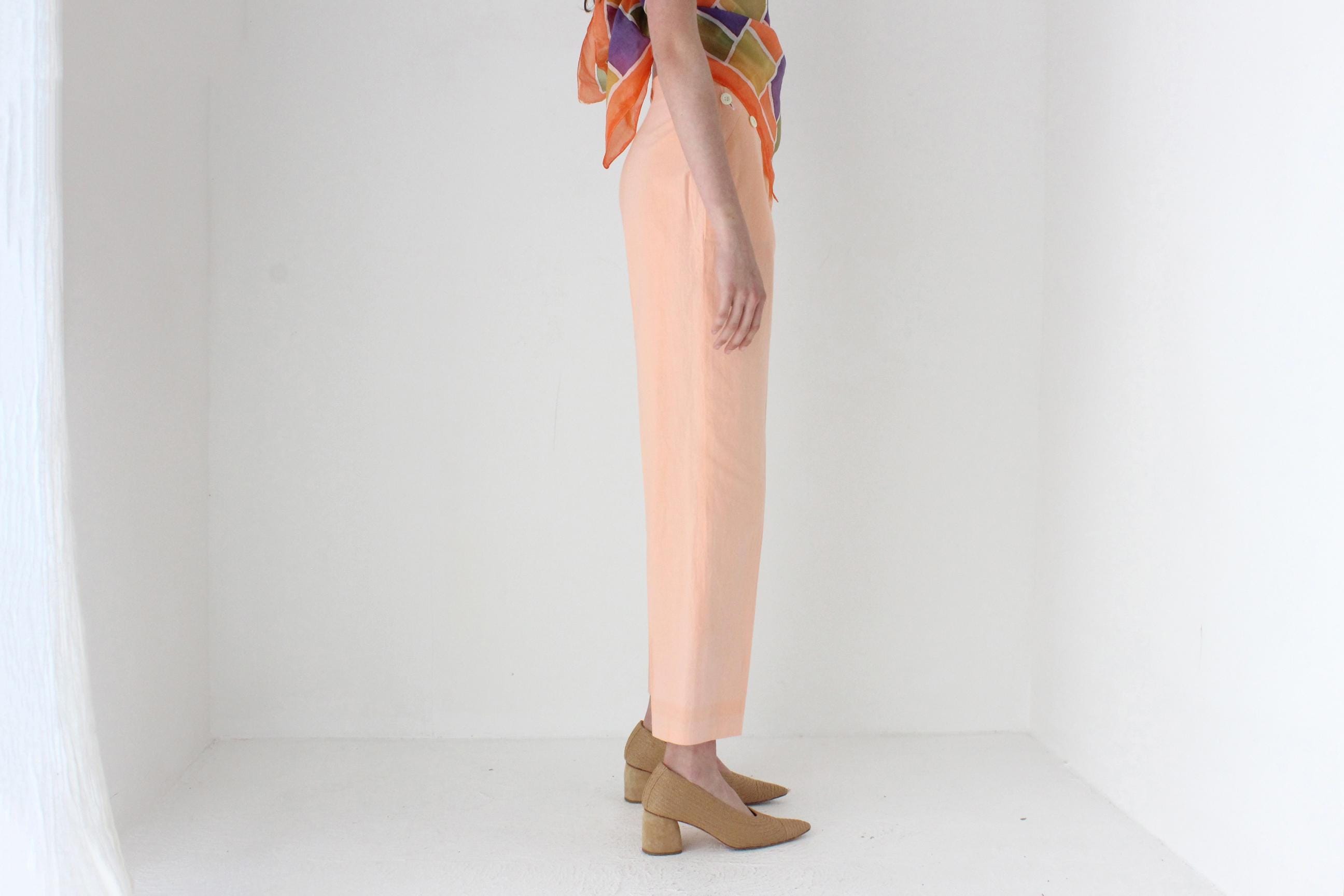 FRENCH COLLECTION 80s Pastel Sherbet Cotton High Waist Trousers