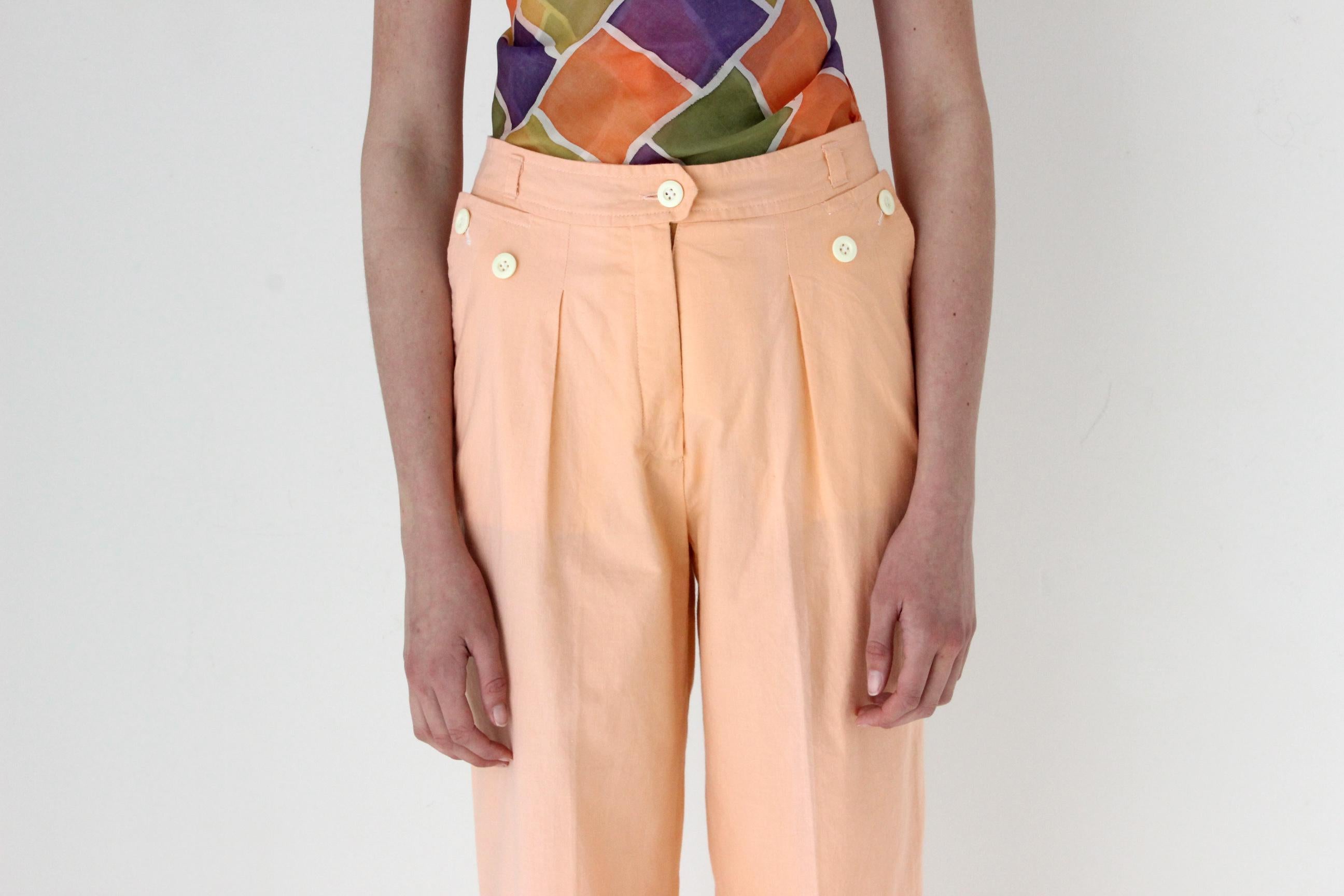 FRENCH COLLECTION 80s Pastel Sherbet Cotton High Waist Trousers