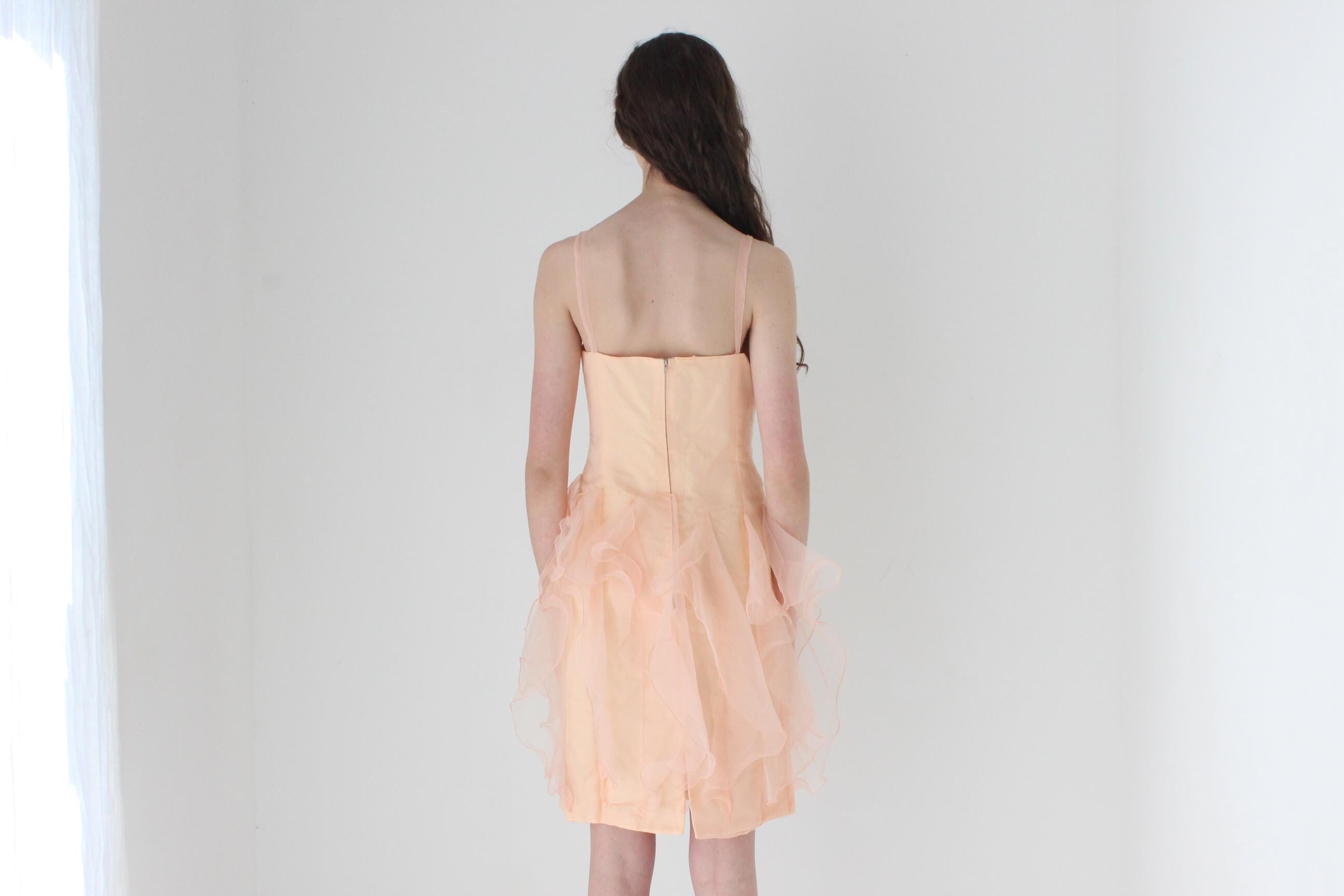 FRENCH COLLECTION 80s Pastel Organza Drop Waist Jellyfish Ruffle Dress