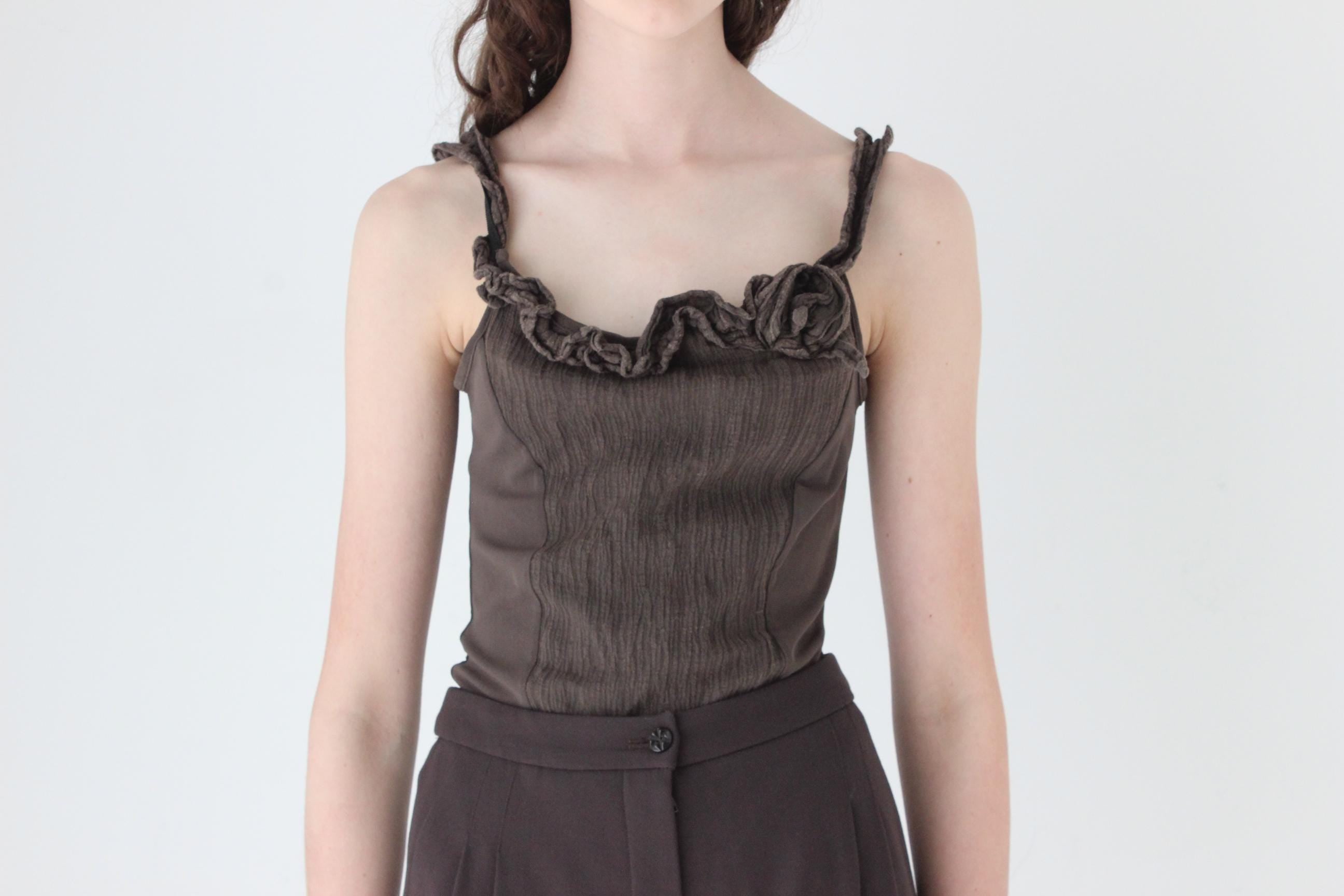 FRENCH COLLECTION Y2K Mesh Tank w/ Rosette