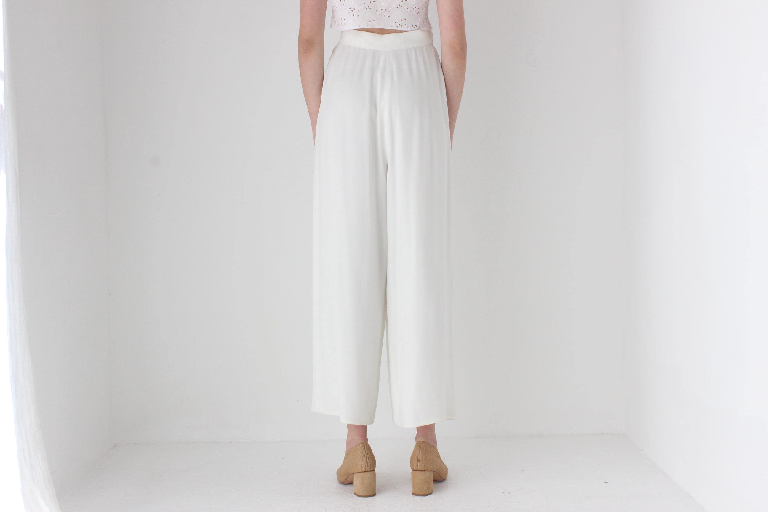 FRENCH COLLECTION 80s Sonia Rykiel Impossibly Chic Crepe Wide Leg Trousers
