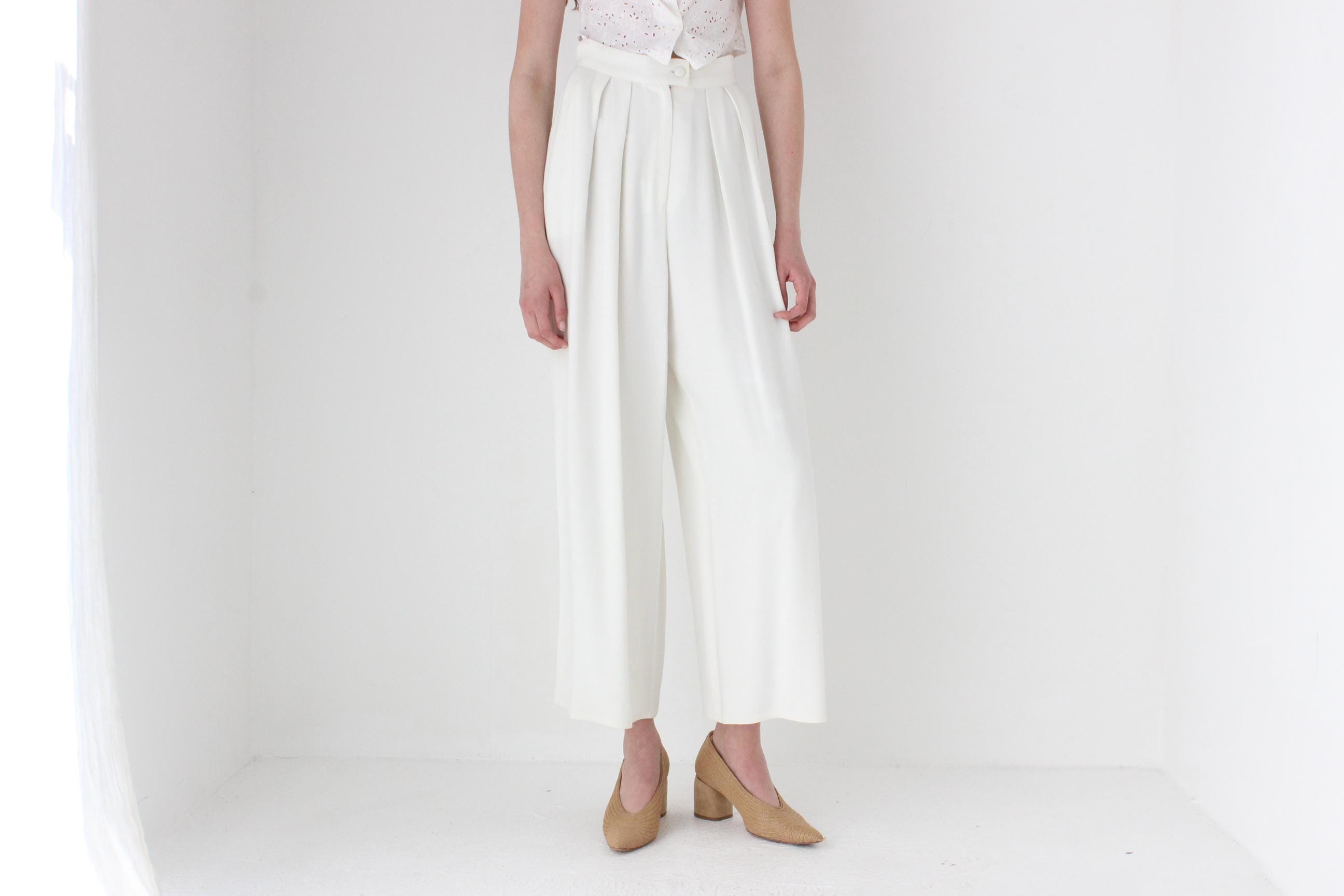 FRENCH COLLECTION 80s Sonia Rykiel Impossibly Chic Crepe Wide Leg Trousers