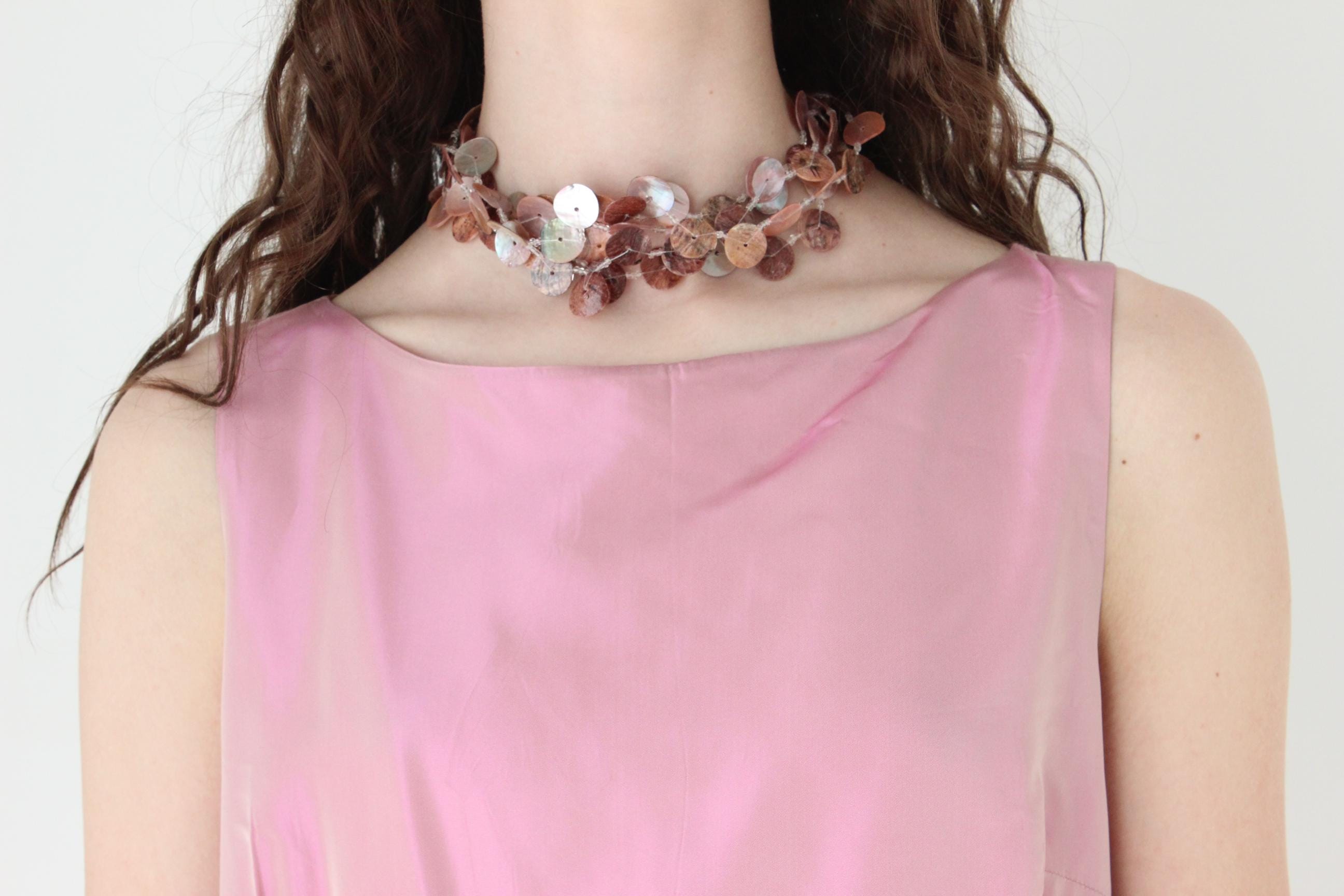 FRENCH COLLECTION 90s Iridescent Bateau Neck Dress