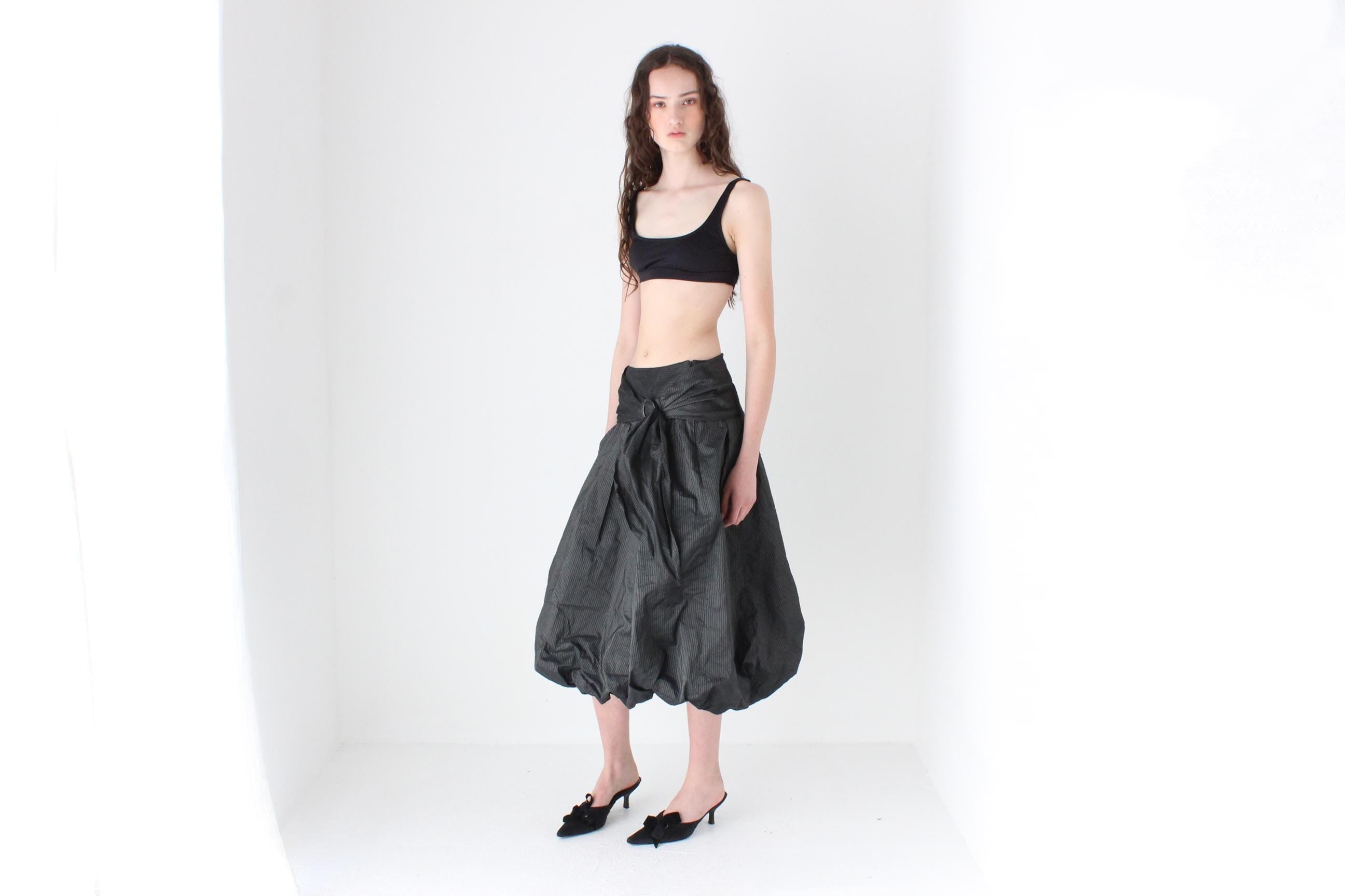 FRENCH COLLECTION Y2K Pewter Metallic Sculptural Bubble Skirt