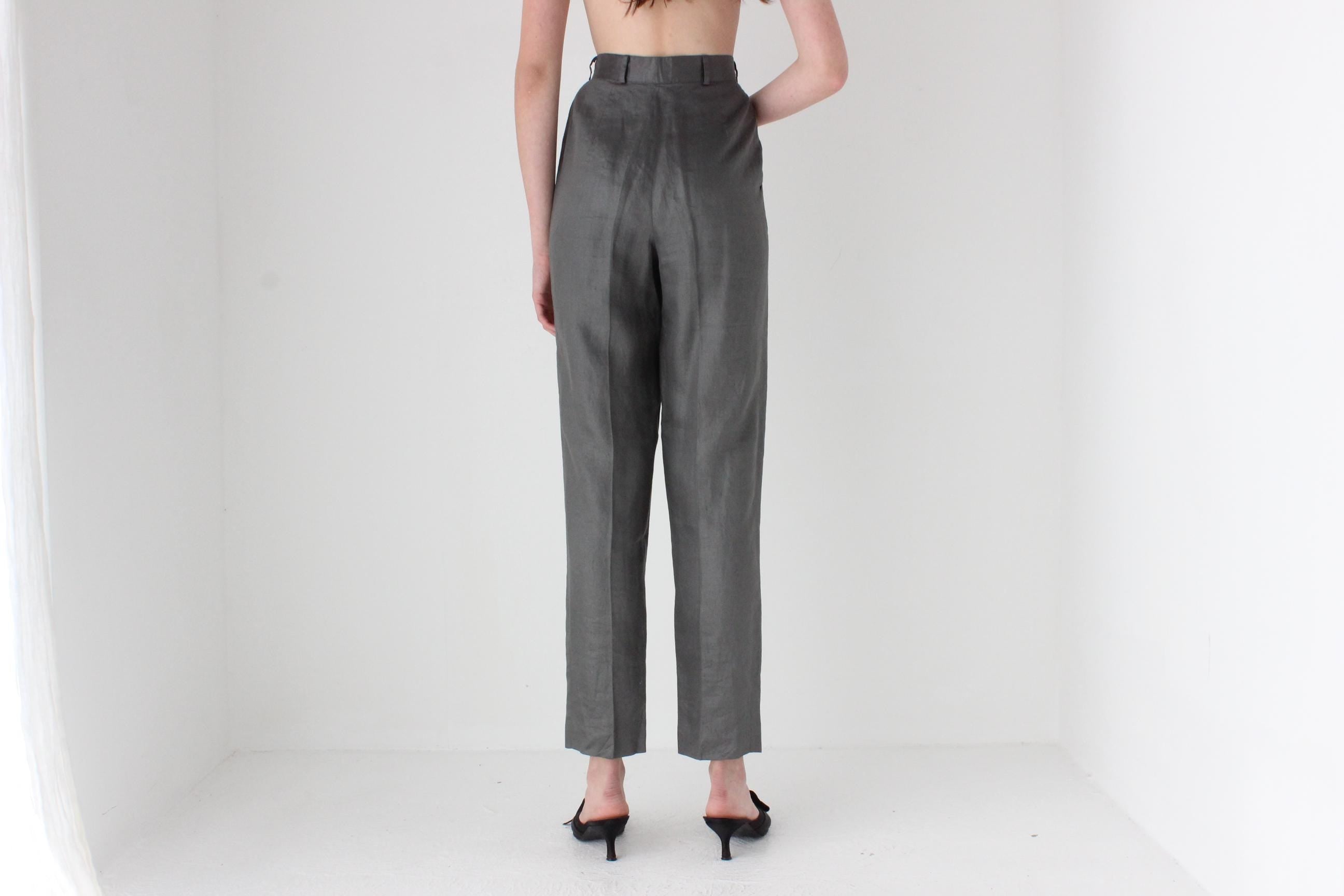 FRENCH COLLECTION 80s Gianfranco Ferre Grey Linen Trousers