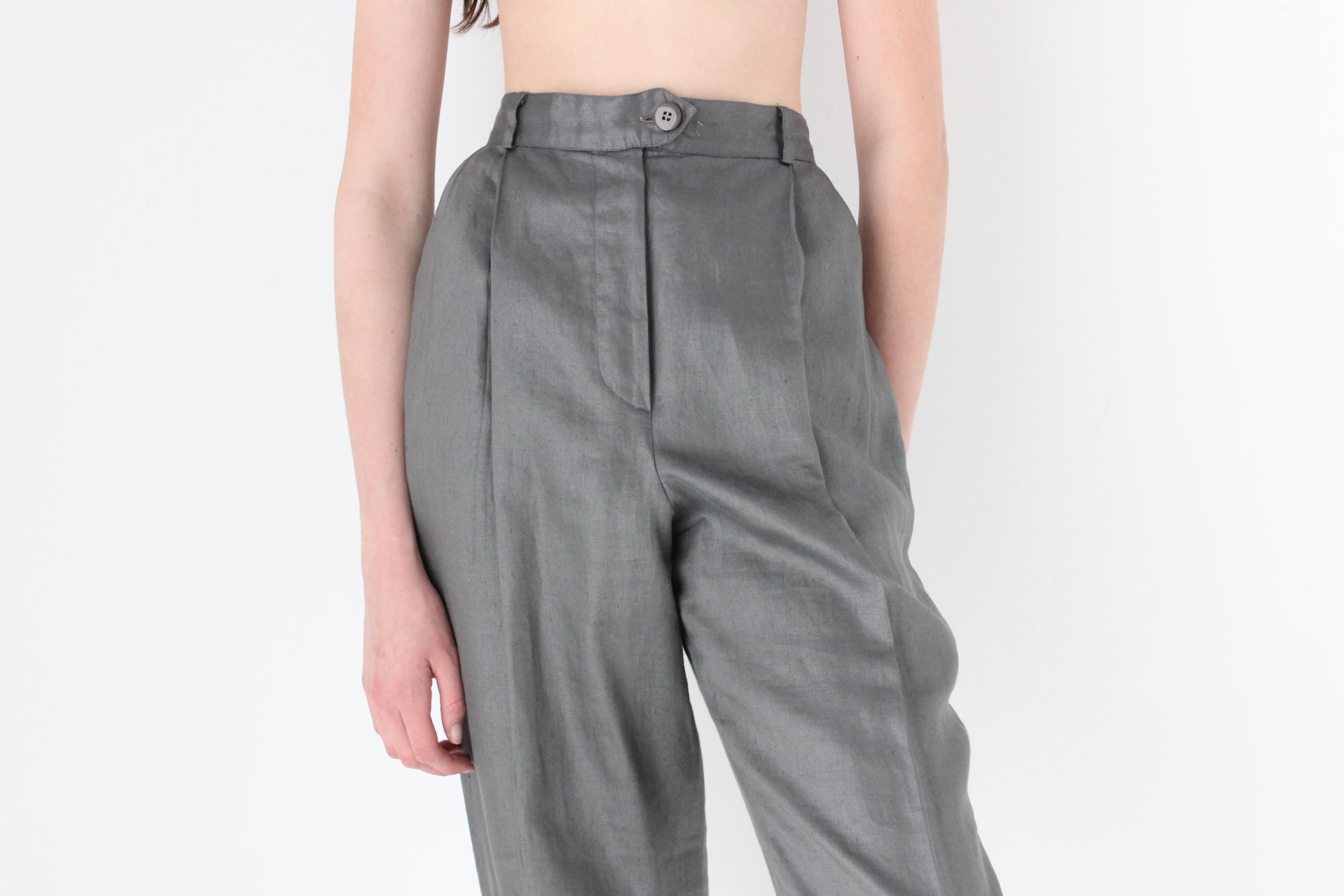 FRENCH COLLECTION 80s Gianfranco Ferre Grey Linen Trousers