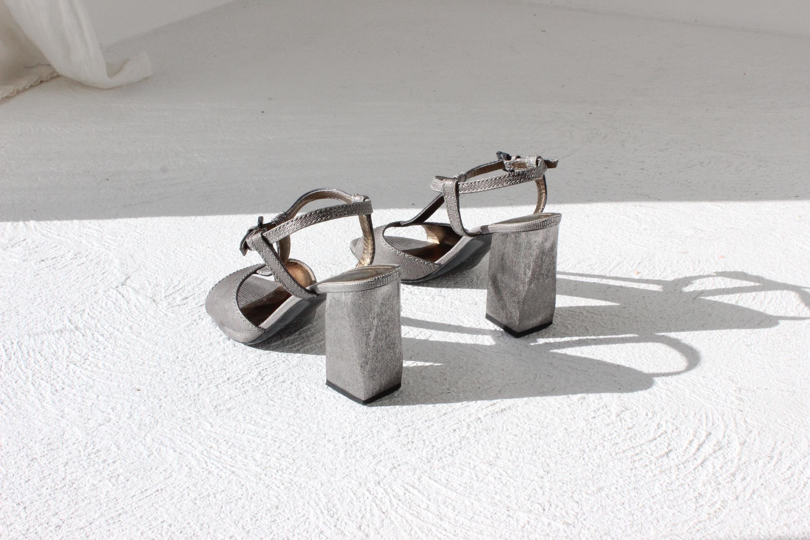 FRENCH COLLECTION 2000s Lanvin Metallic Disco Sandals ~ Euro 39