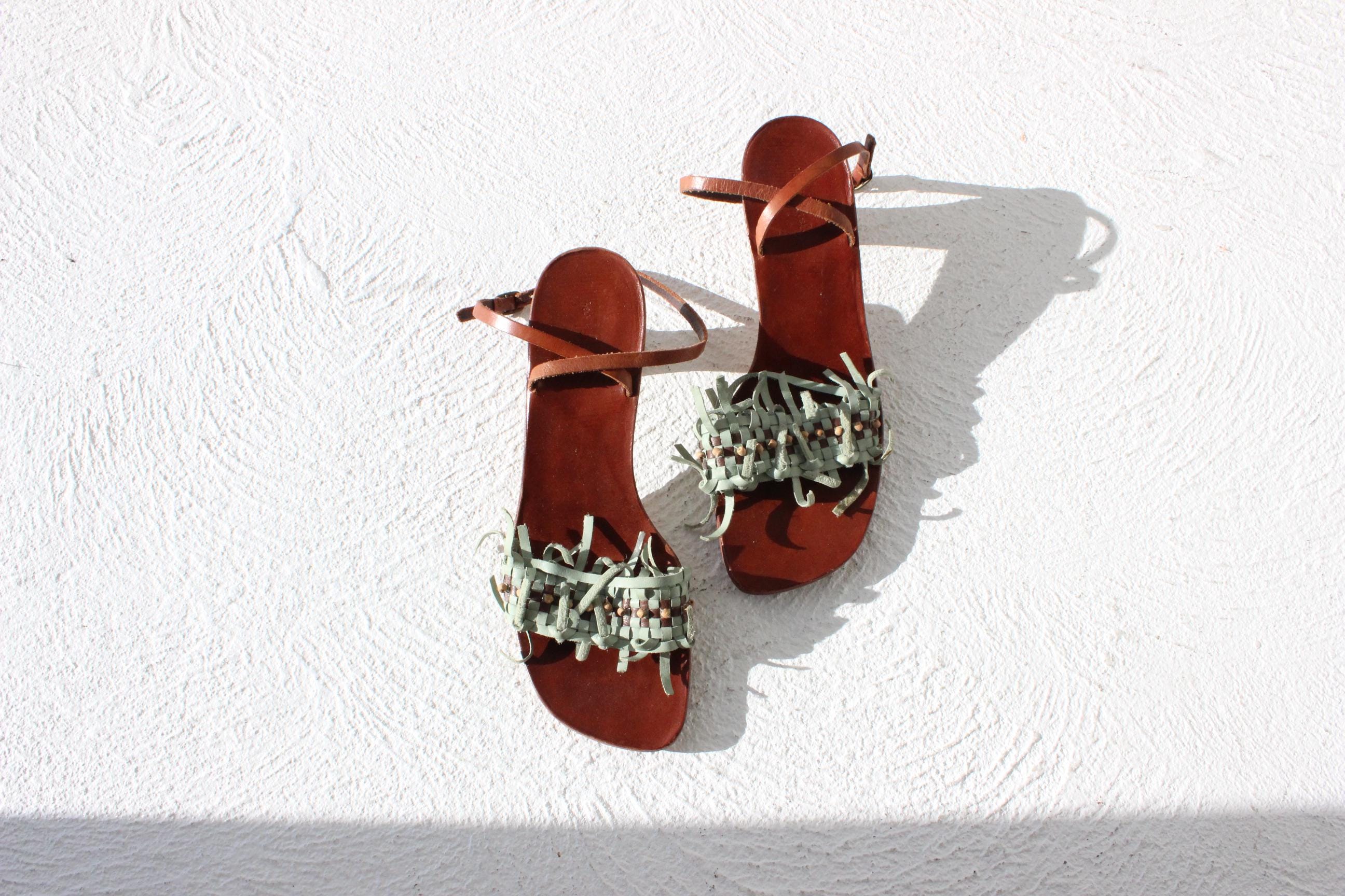 FRENCH COLLECTION Y2K Handmade Italian Leather Sandal Heels ~ Euro 39