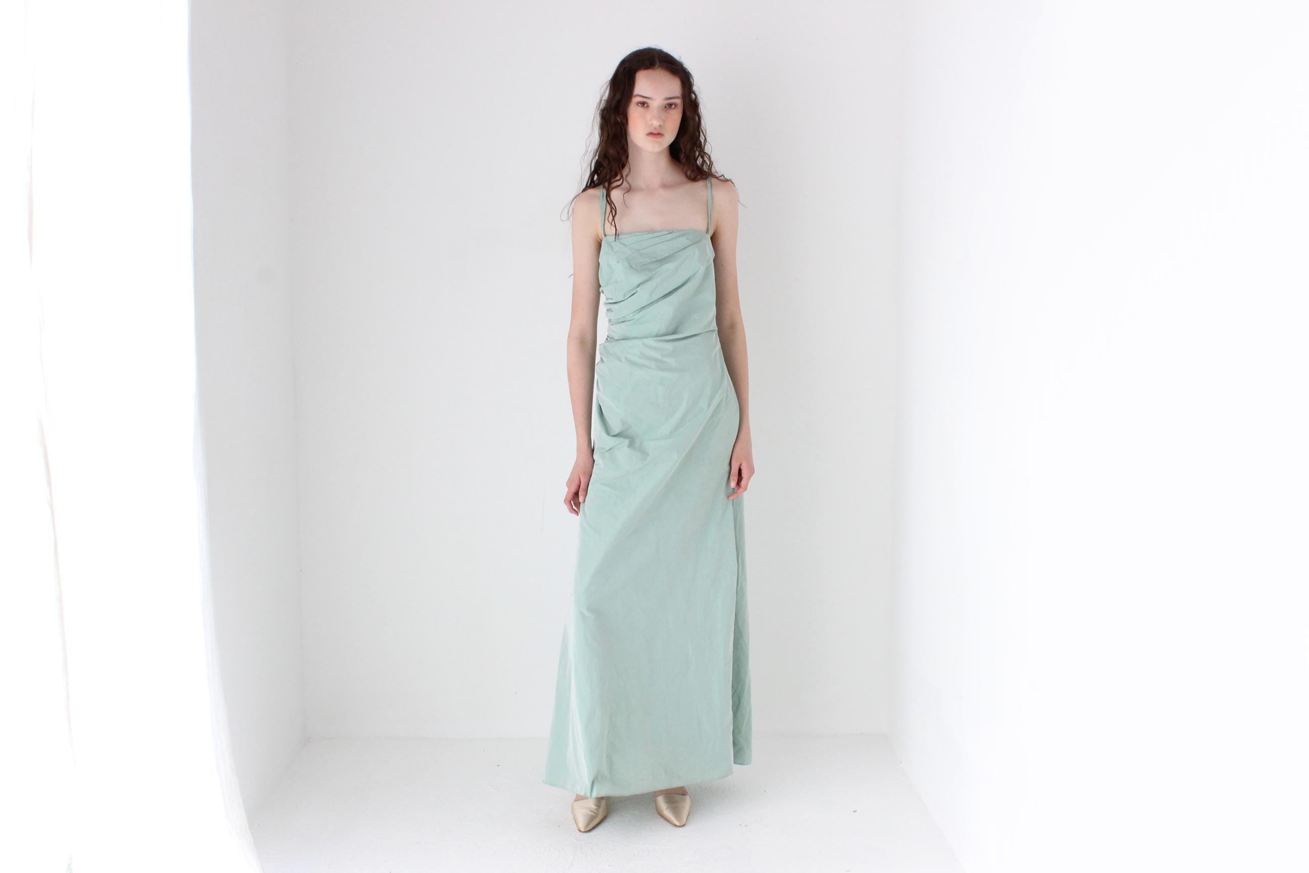 FRENCH COLLECTION Y2K Holographic Shimmer Nylon Parachute Futuristic Formal Gown by Vera Mont