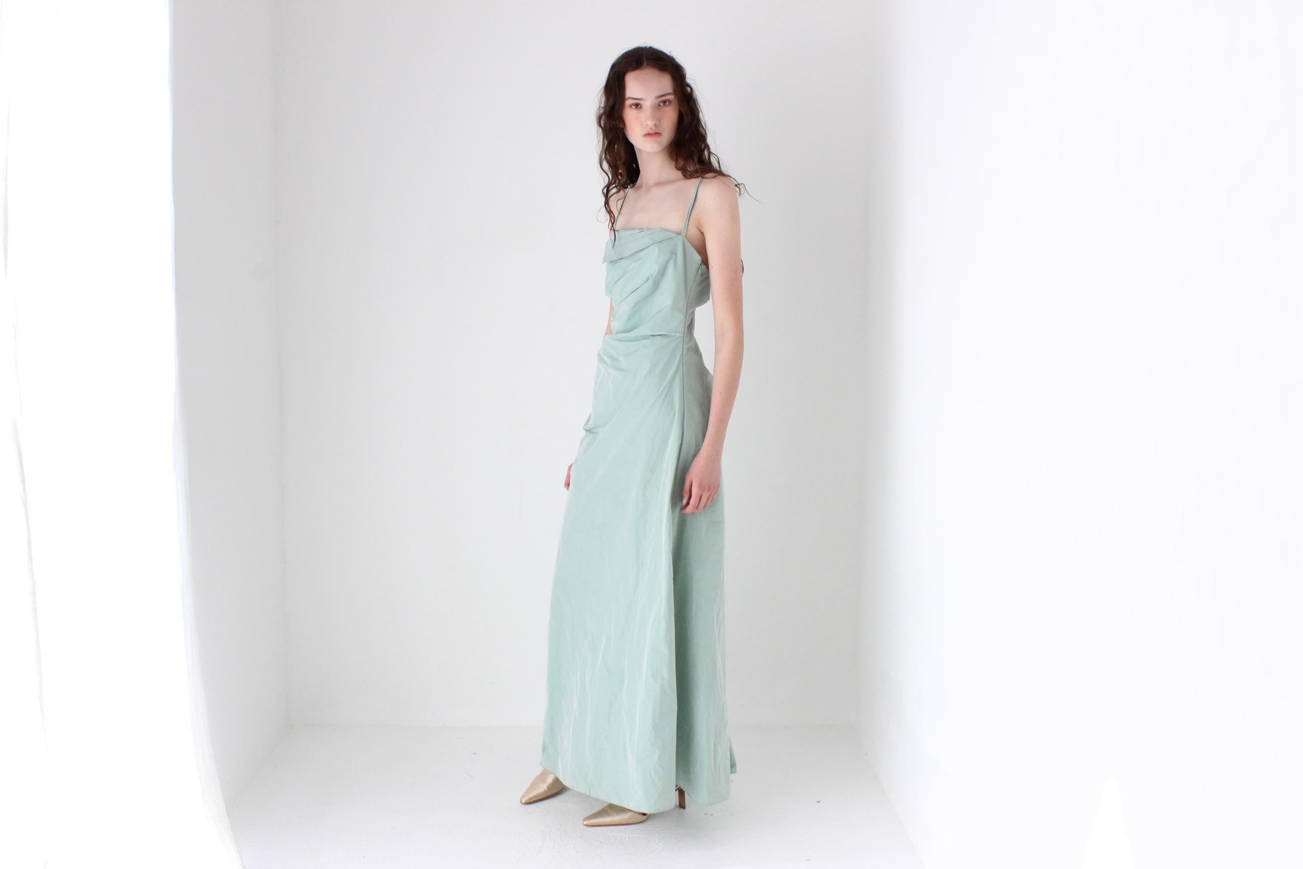 FRENCH COLLECTION Y2K Holographic Shimmer Nylon Parachute Futuristic Formal Gown by Vera Mont