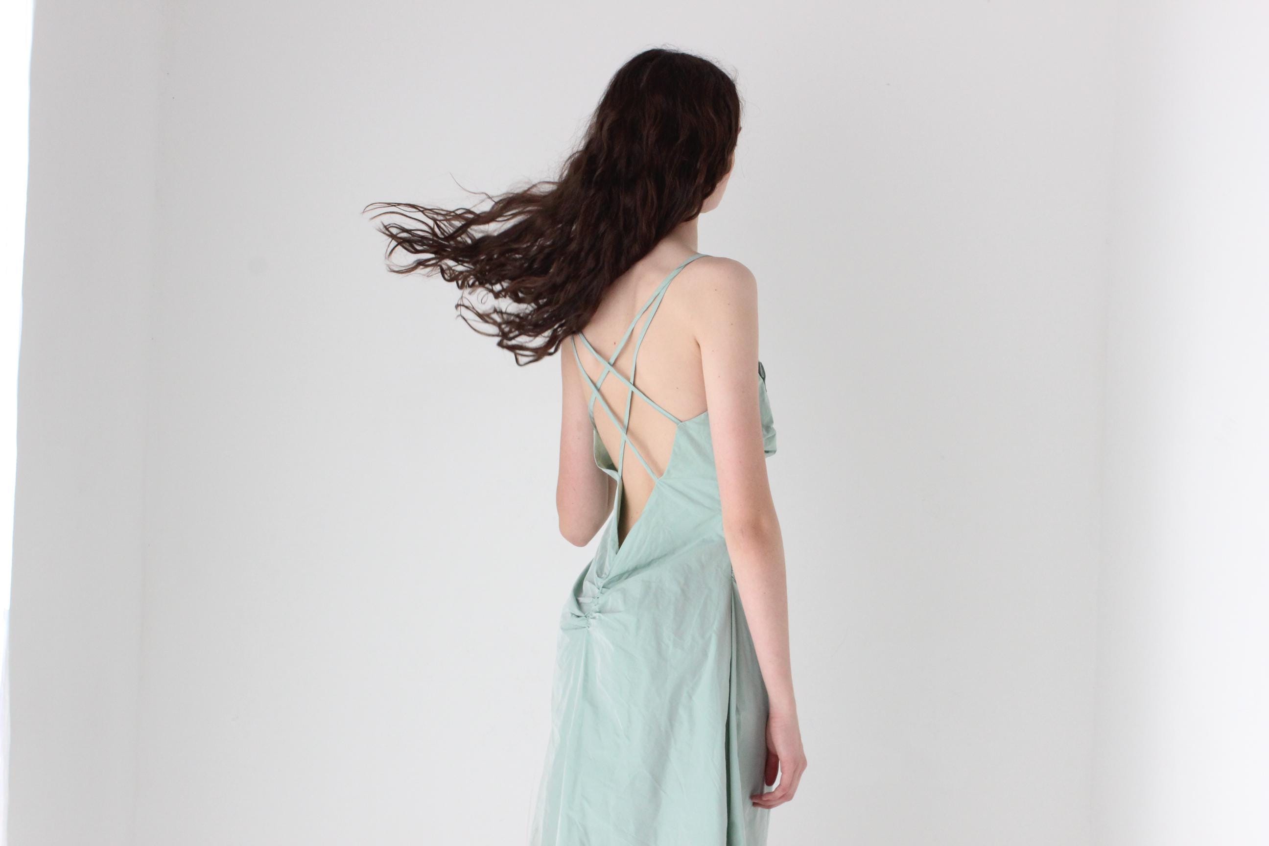 FRENCH COLLECTION Y2K Holographic Shimmer Nylon Parachute Futuristic Formal Gown by Vera Mont