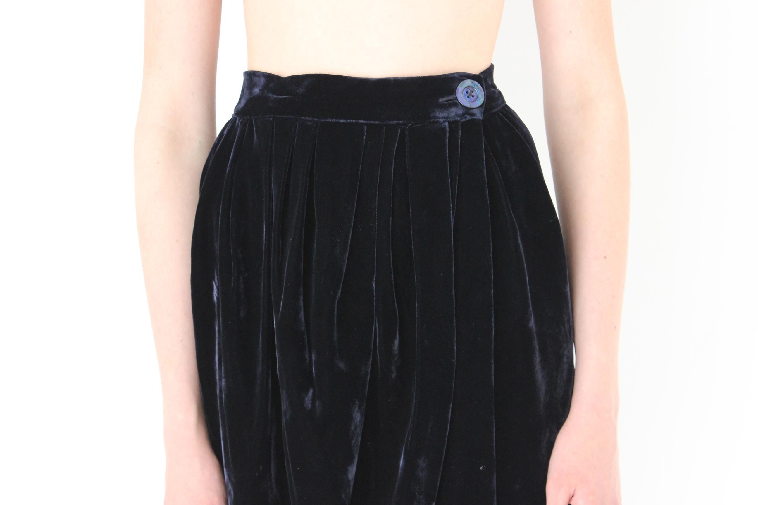 FRENCH COLLECTION 90s Romeo Gigli Draped Silk Velvet Skirt