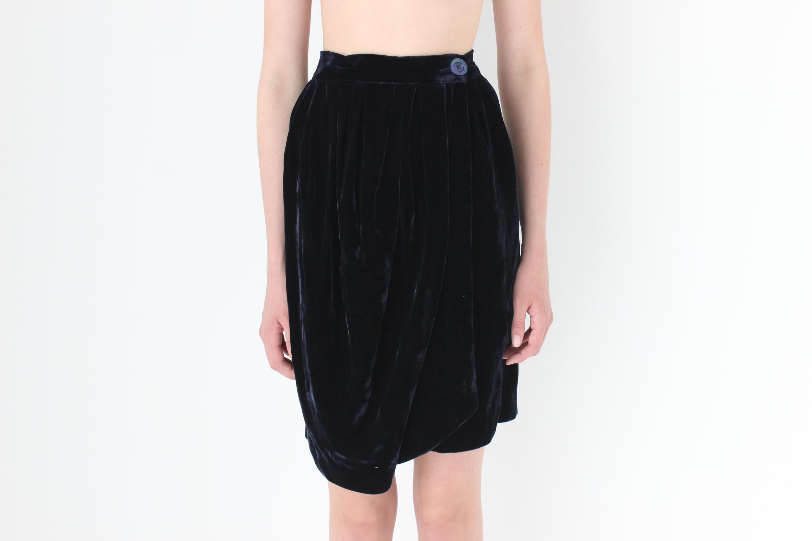 FRENCH COLLECTION 90s Romeo Gigli Draped Silk Velvet Skirt