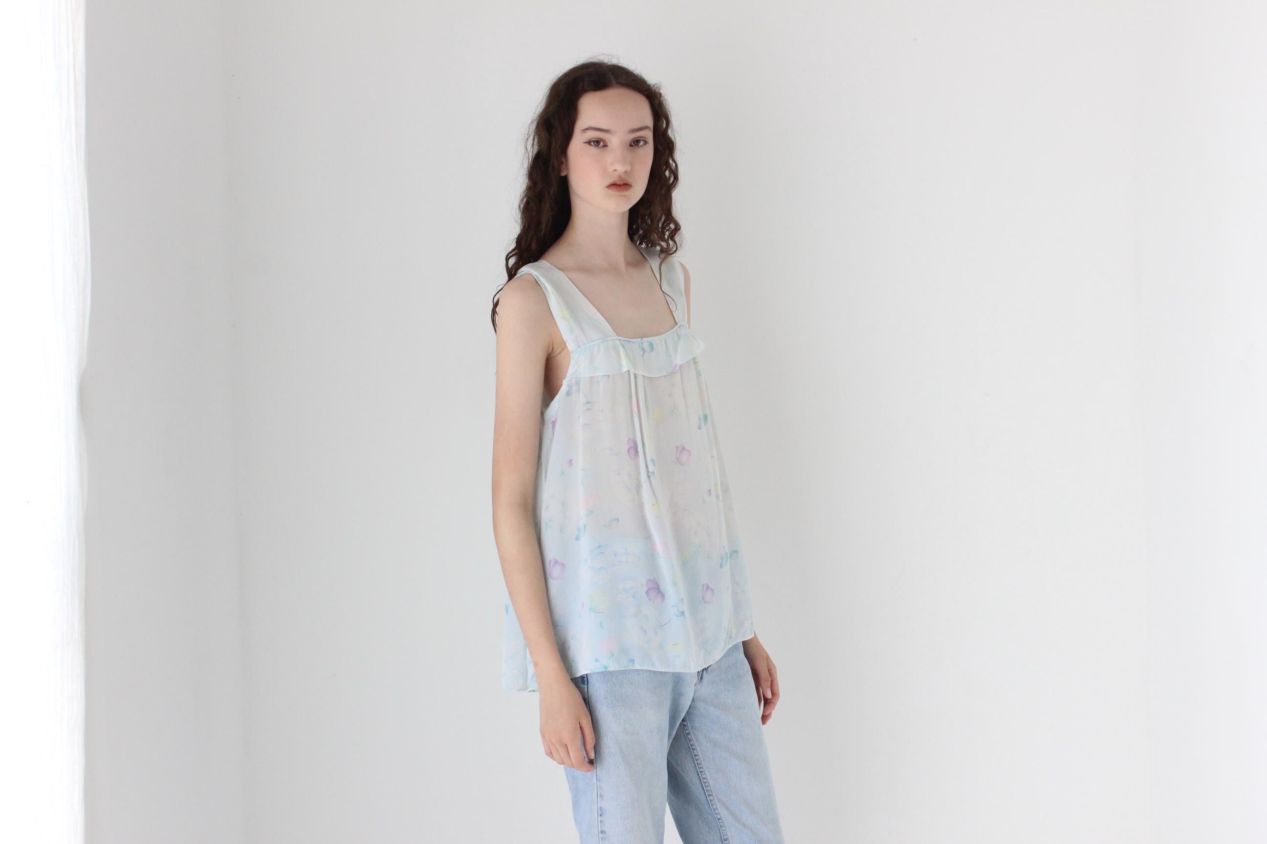 FRENCH COLLECTION 80s Sheer Pastel Trapeze Top