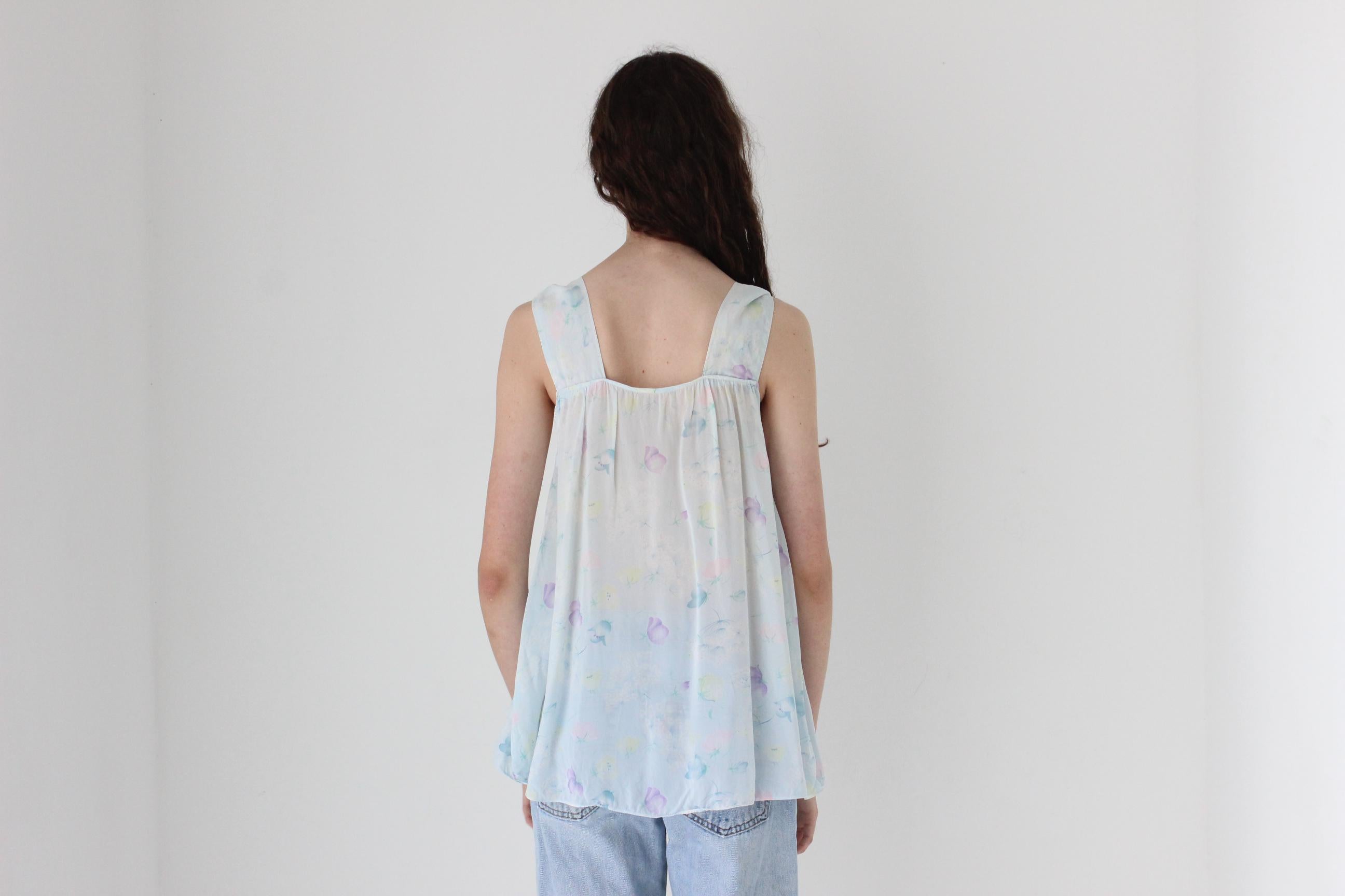 FRENCH COLLECTION 80s Sheer Pastel Trapeze Top