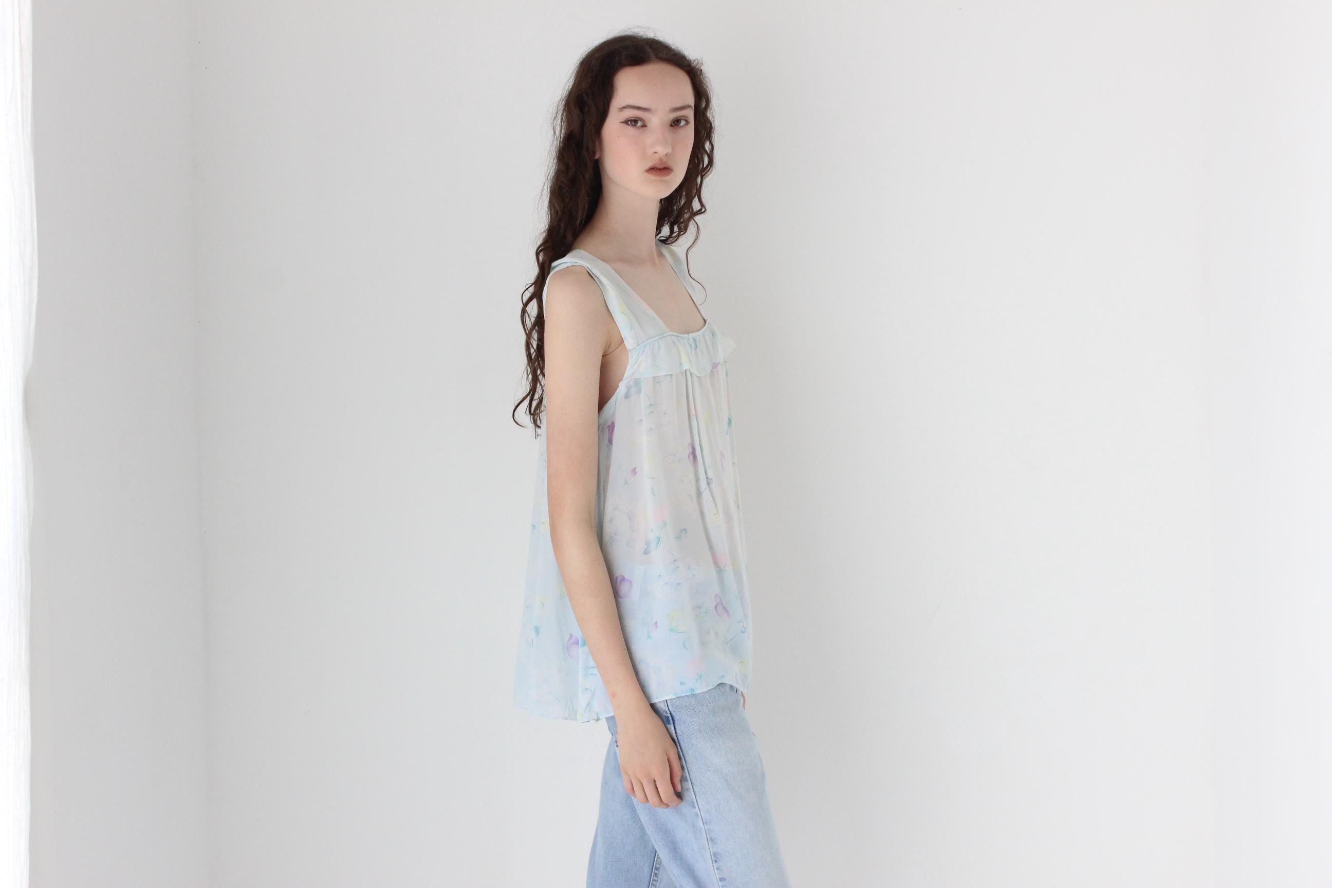 FRENCH COLLECTION 80s Sheer Pastel Trapeze Top