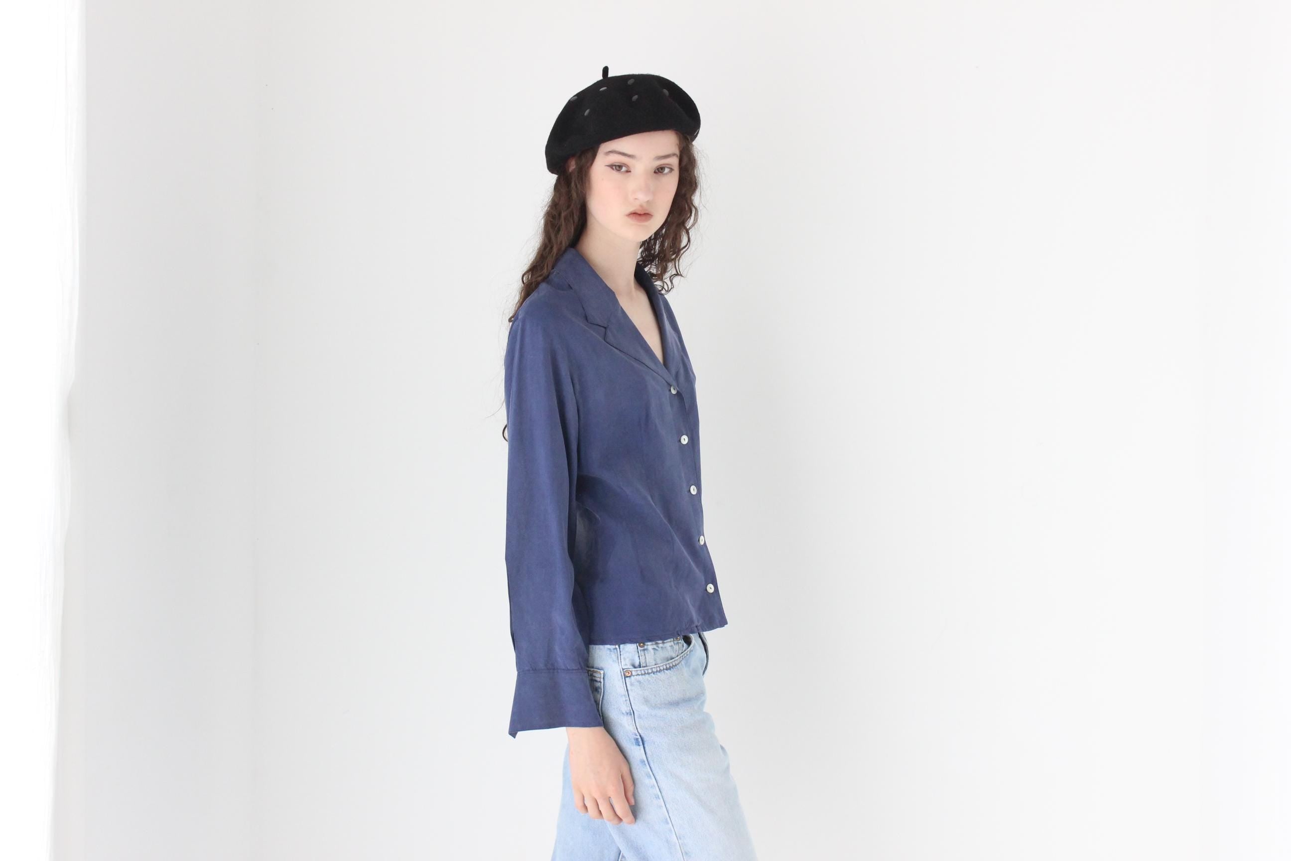 FRENCH COLLECTION Elevated 80s Pure Silk Blouse