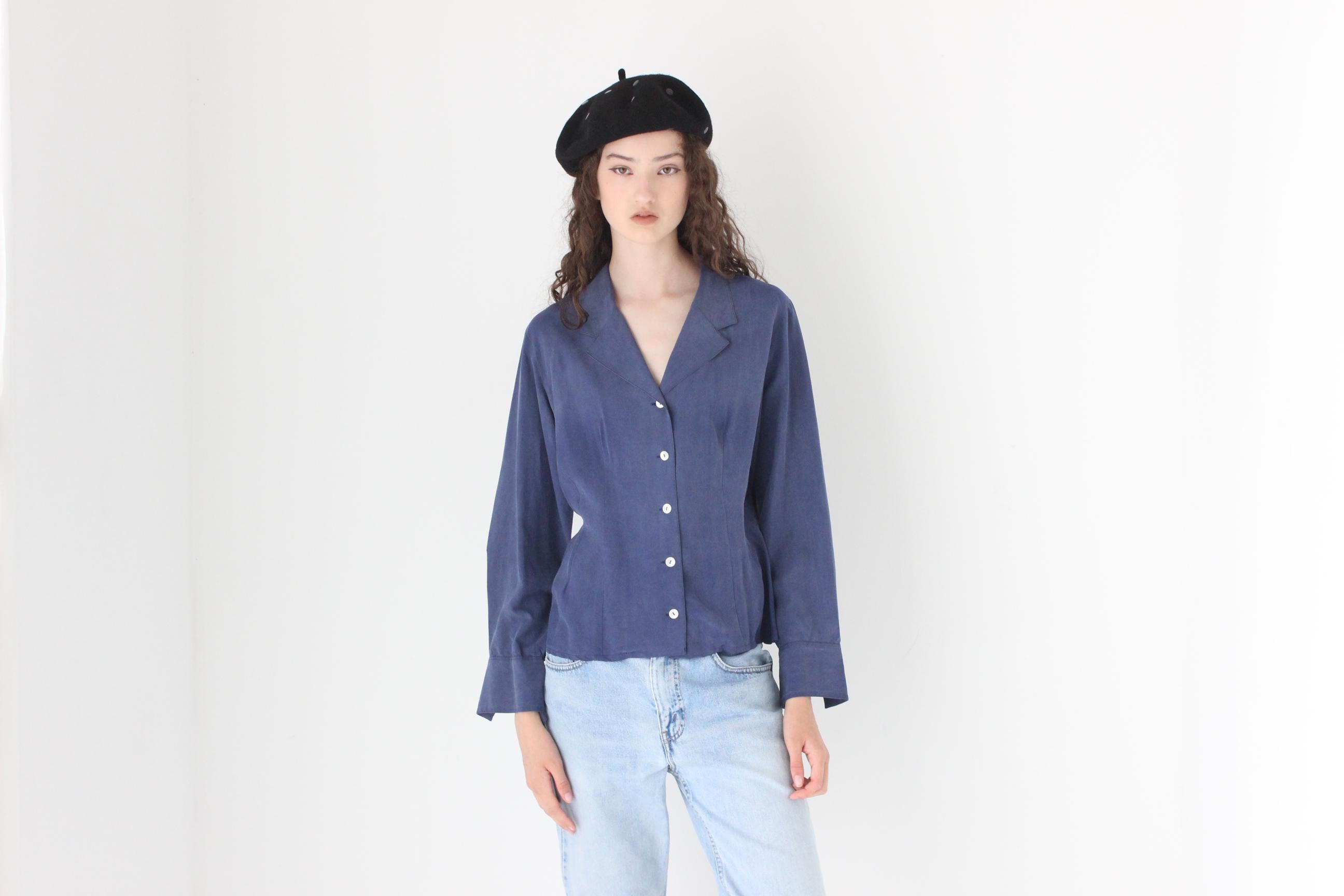 FRENCH COLLECTION Elevated 80s Pure Silk Blouse