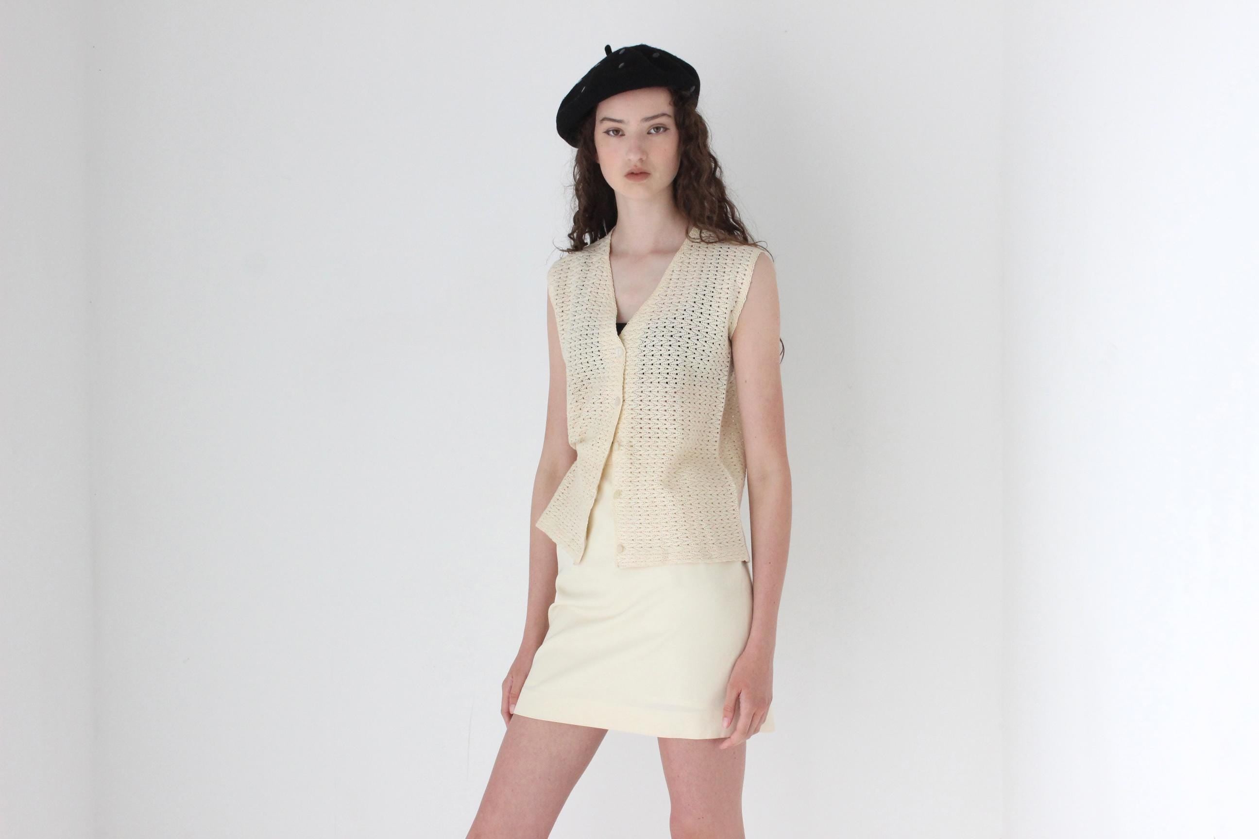 FRENCH COLLECTION 70s Cream Knit Vest