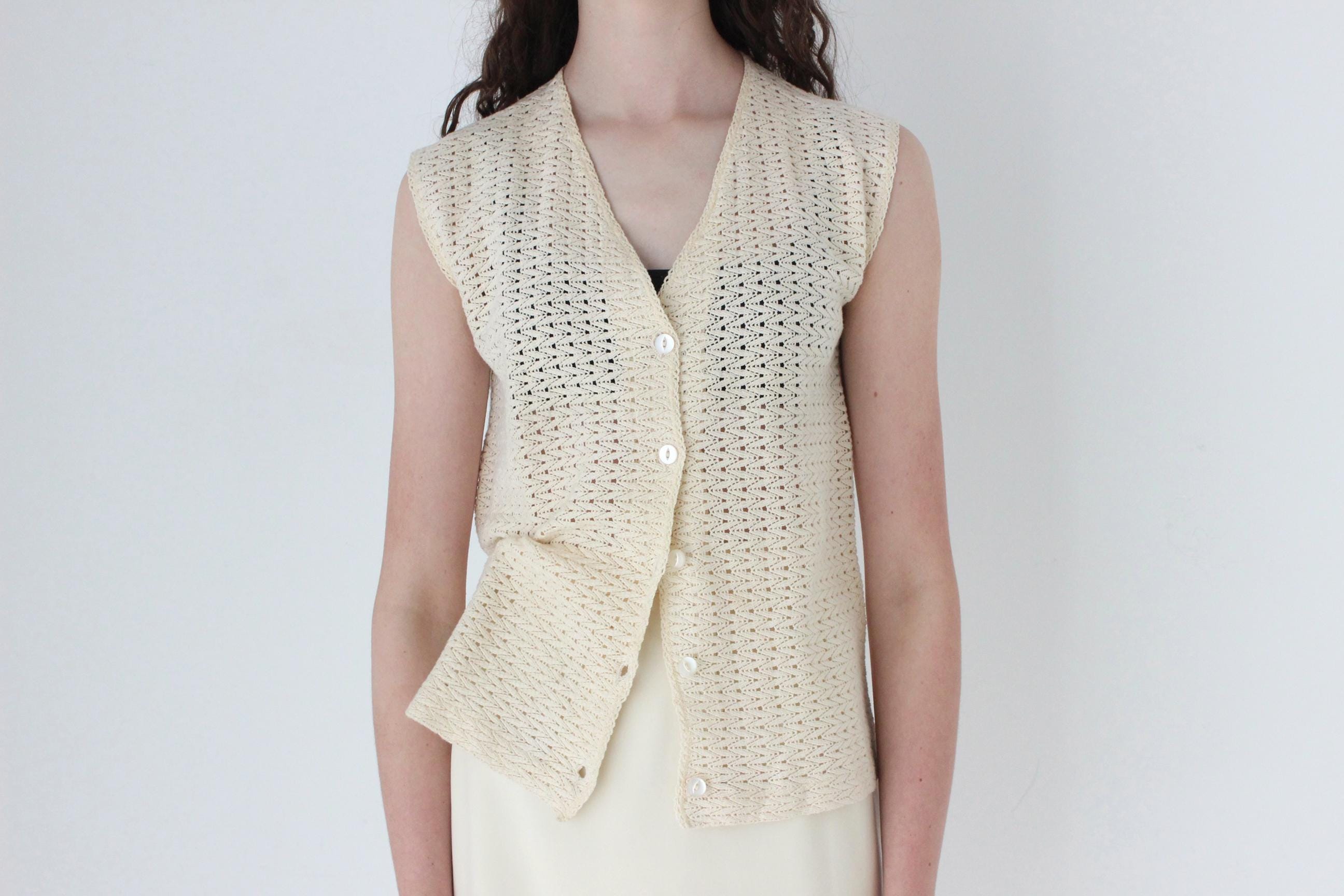 FRENCH COLLECTION 70s Cream Knit Vest