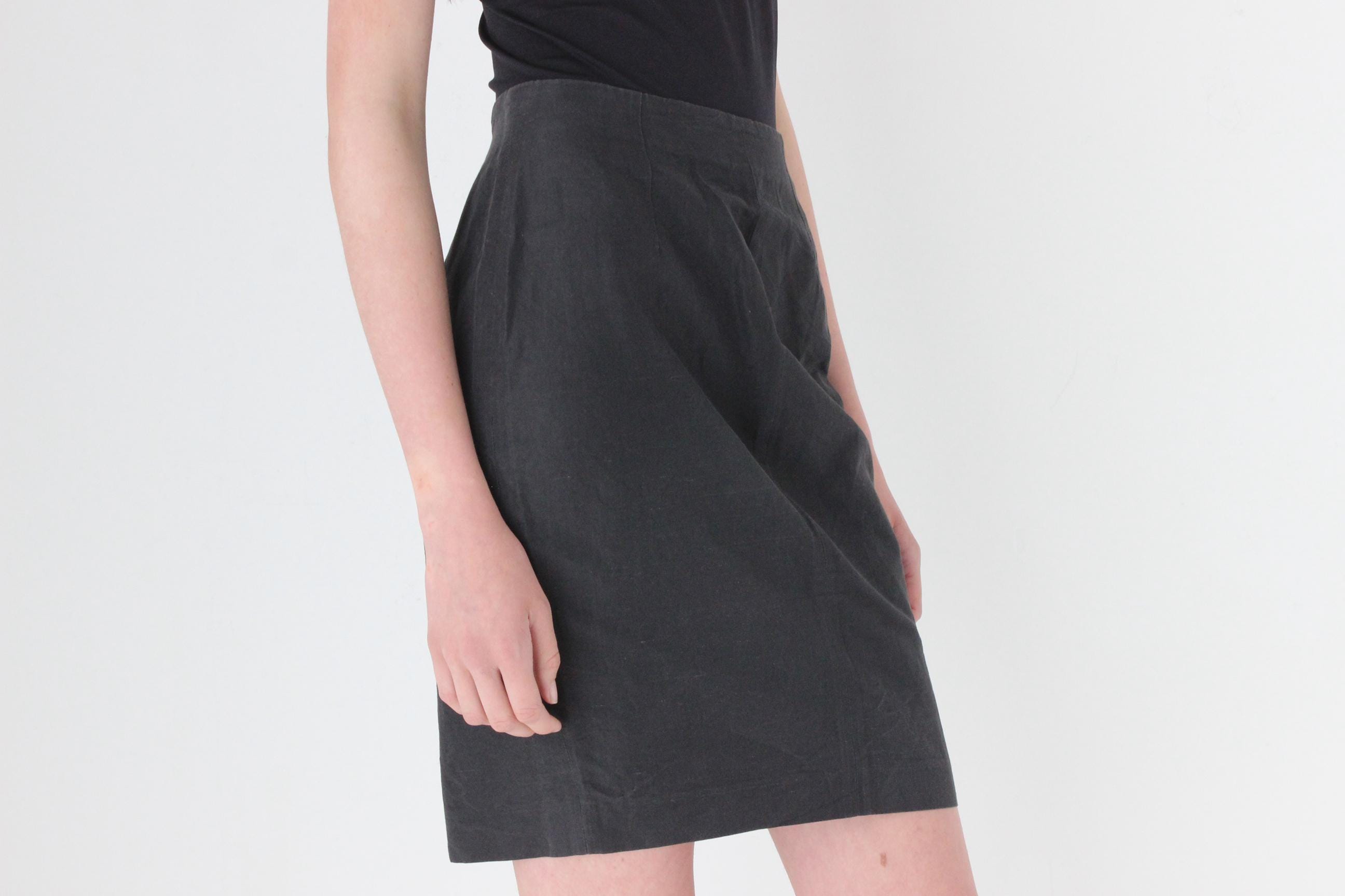 FRENCH COLLECTION 90s Romeo Gigli Washed Ramie Mini Skirt