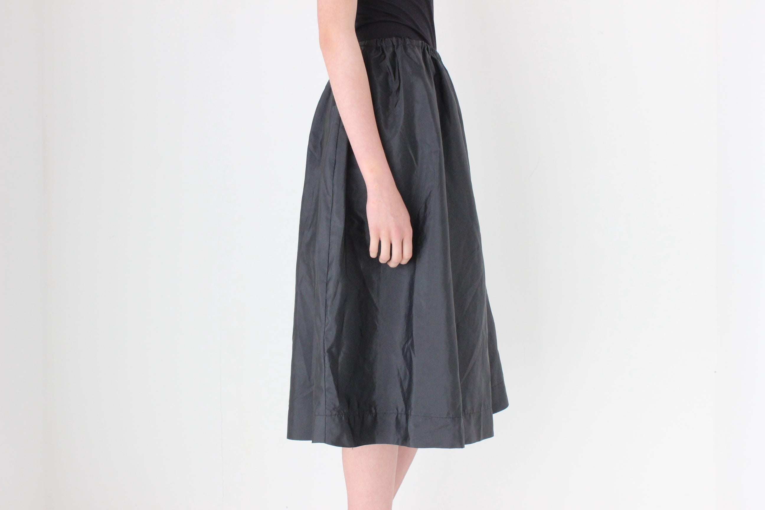 FRENCH COLLECTION 80s Taffeta Stretch Waist Midi Skirt