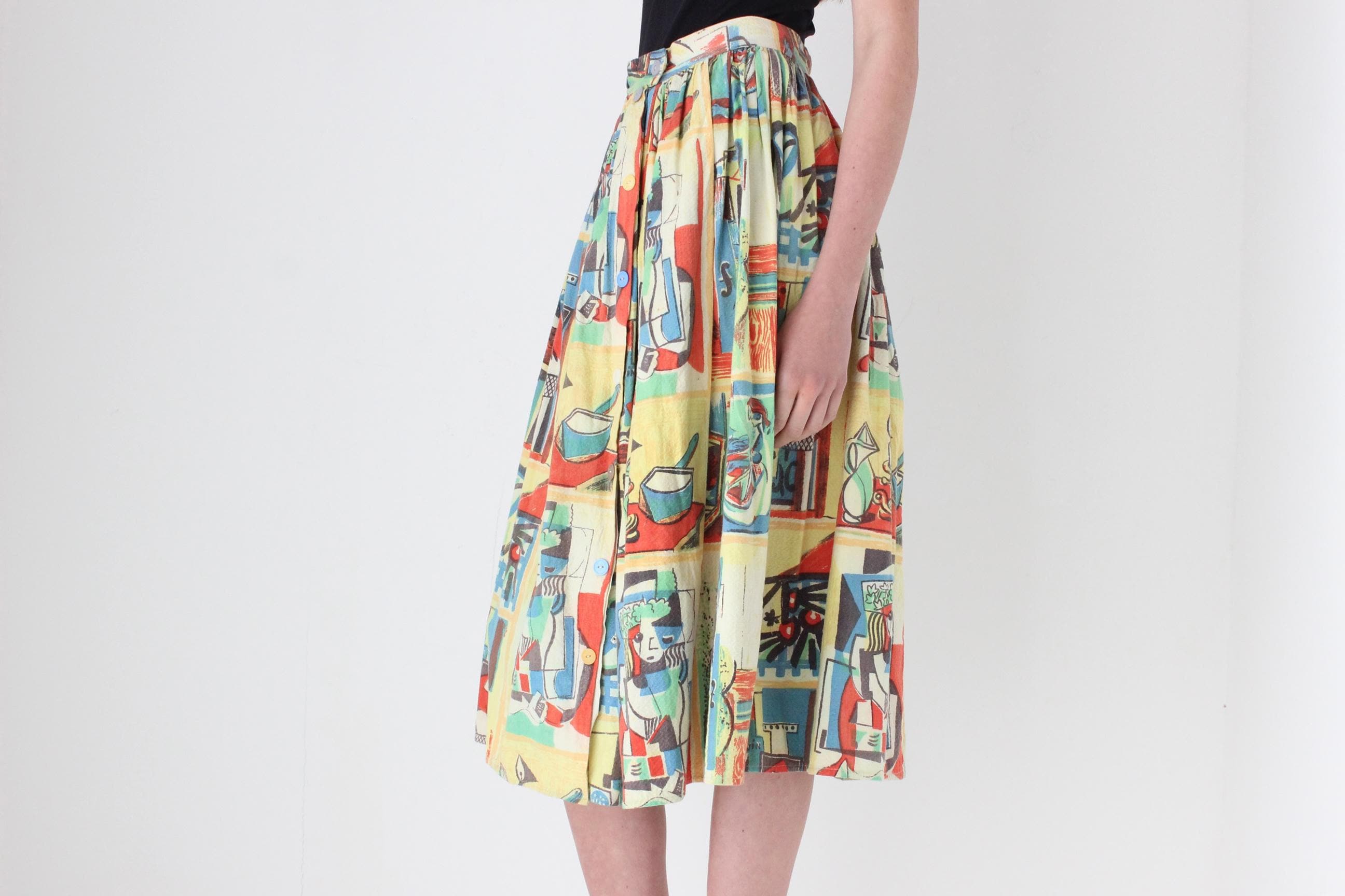 FRENCH COLLECTION 80s Handmade Picasso Skirt
