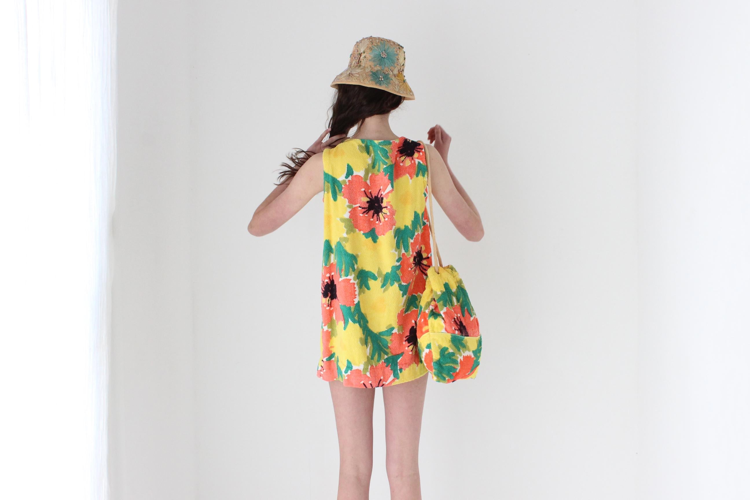 FRENCH COLLECTION 70s Rainbow Floral Towelling Beach Set