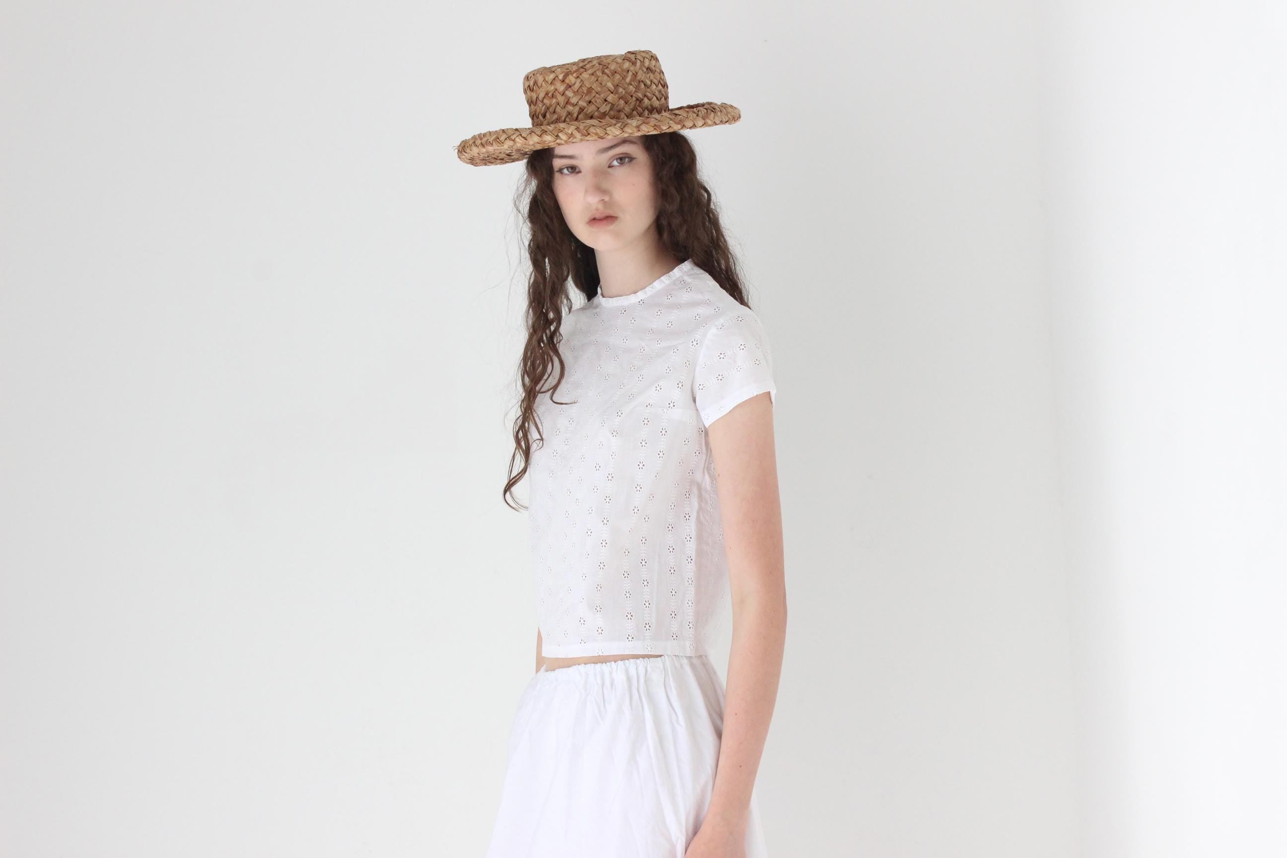 FRENCH COLLECTION Antique Broderie Anglaise Tee Top