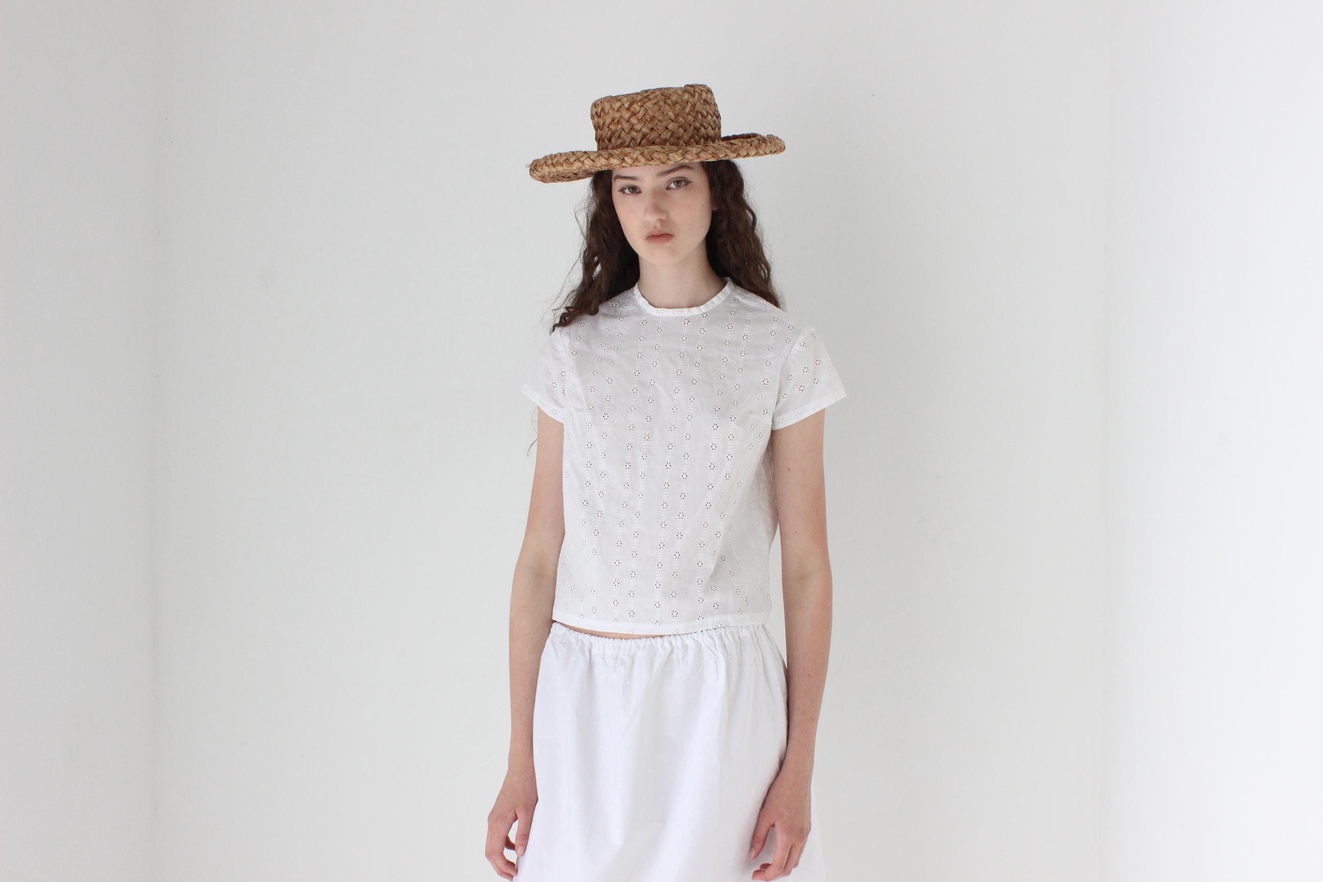 FRENCH COLLECTION Antique Broderie Anglaise Tee Top