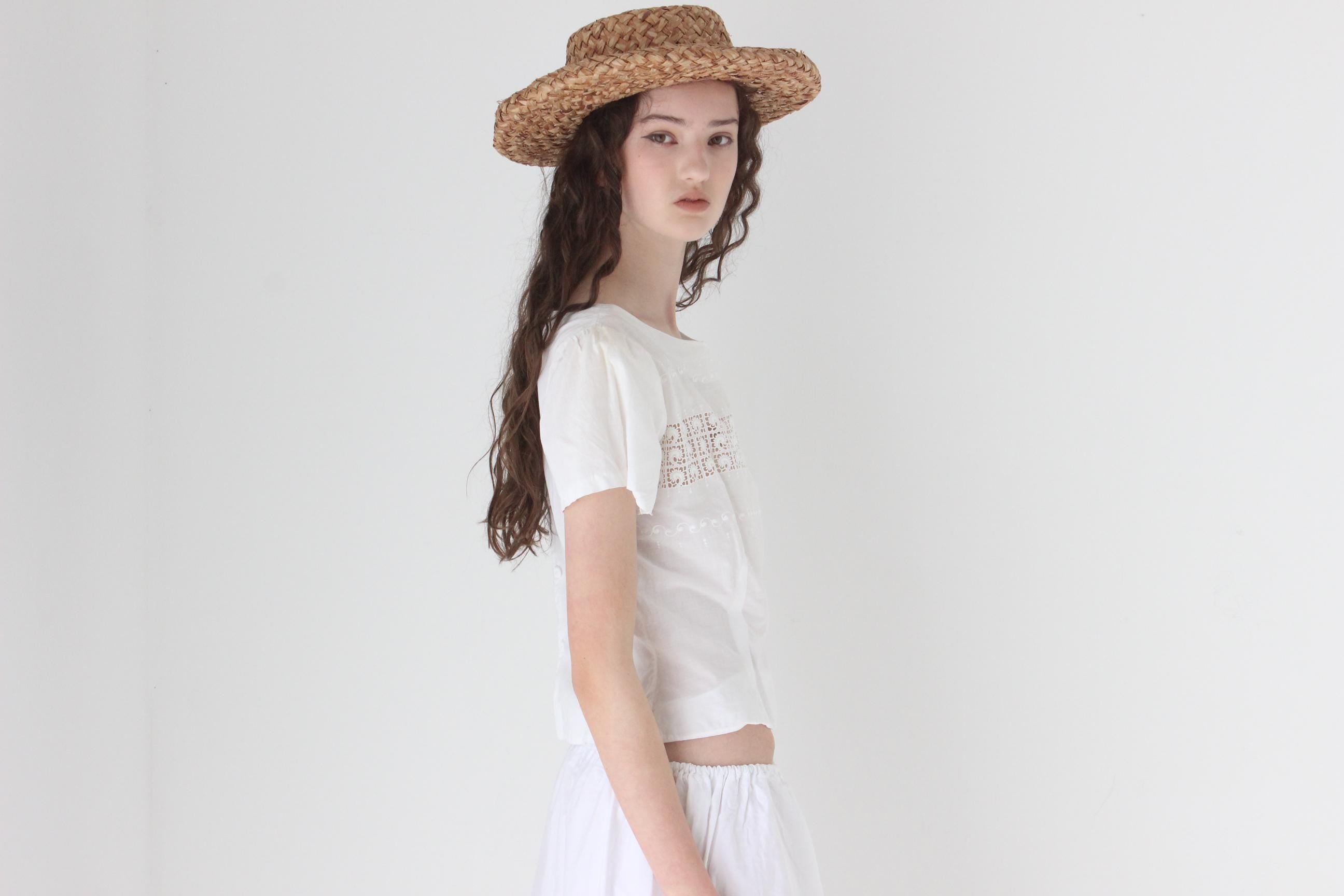 FRENCH COLLECTION Antique Eyelet Cotton Lace Top