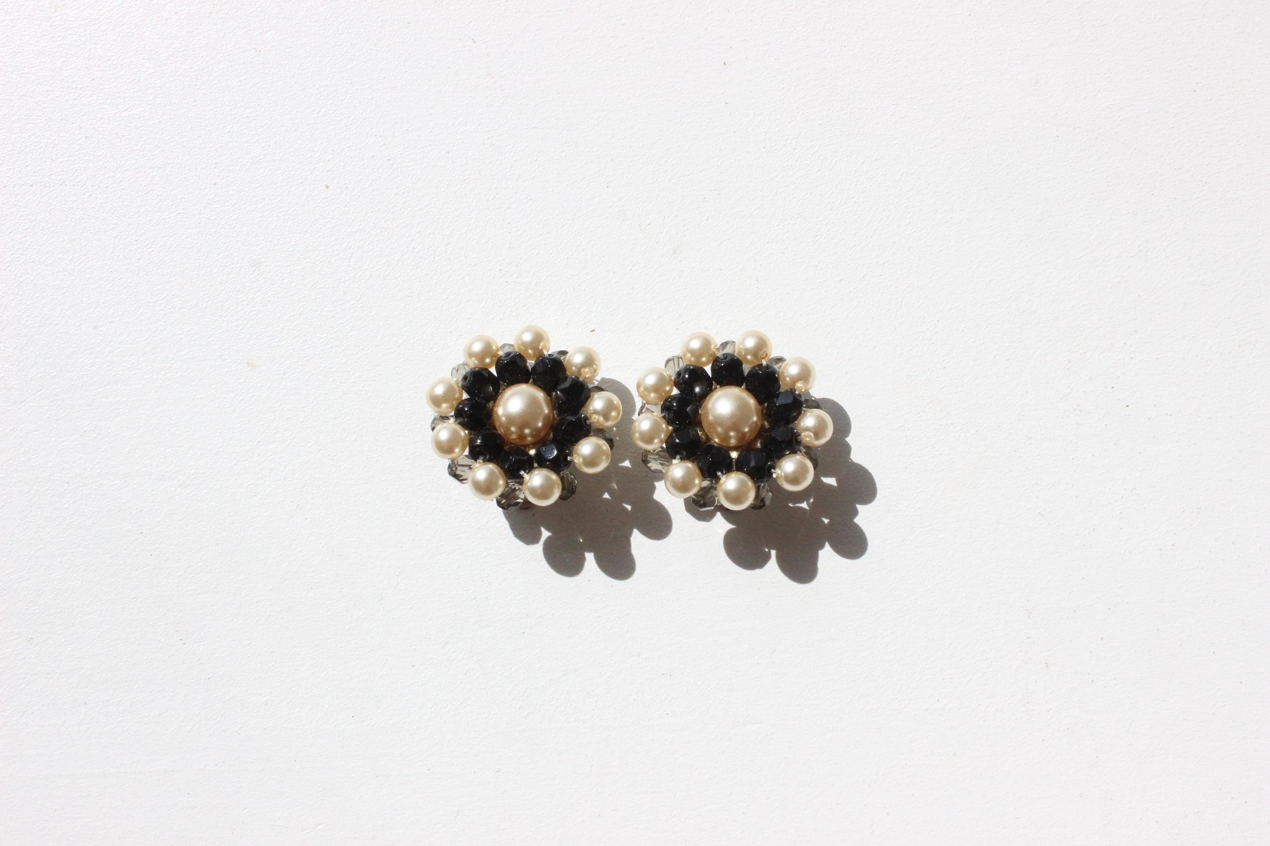 60s Beaded 'Flower' Clip Ons