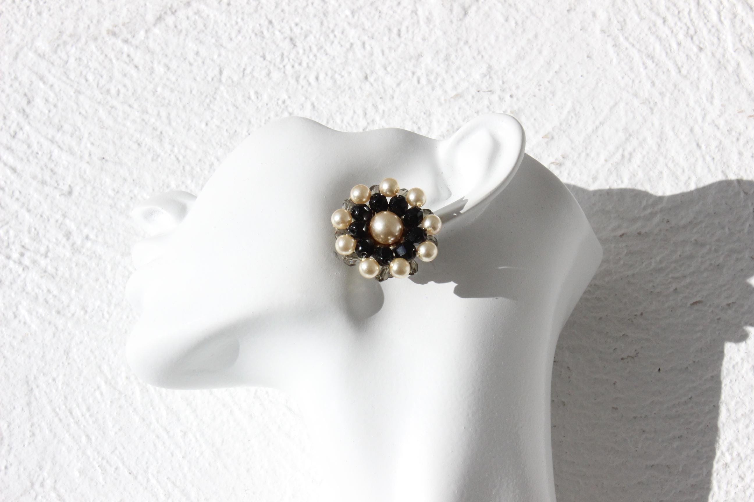60s Beaded 'Flower' Clip Ons