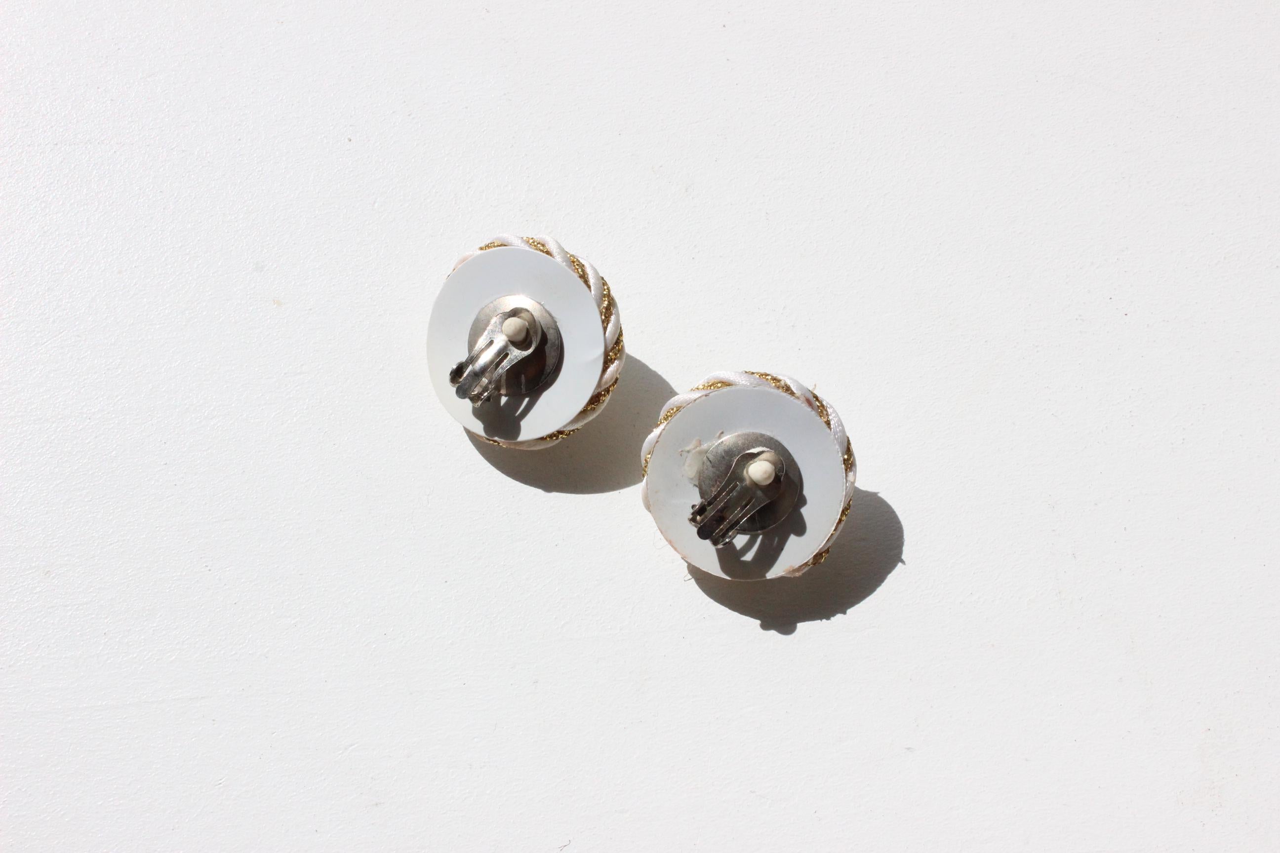 80s White & Gold Woven Rope Clip Ons